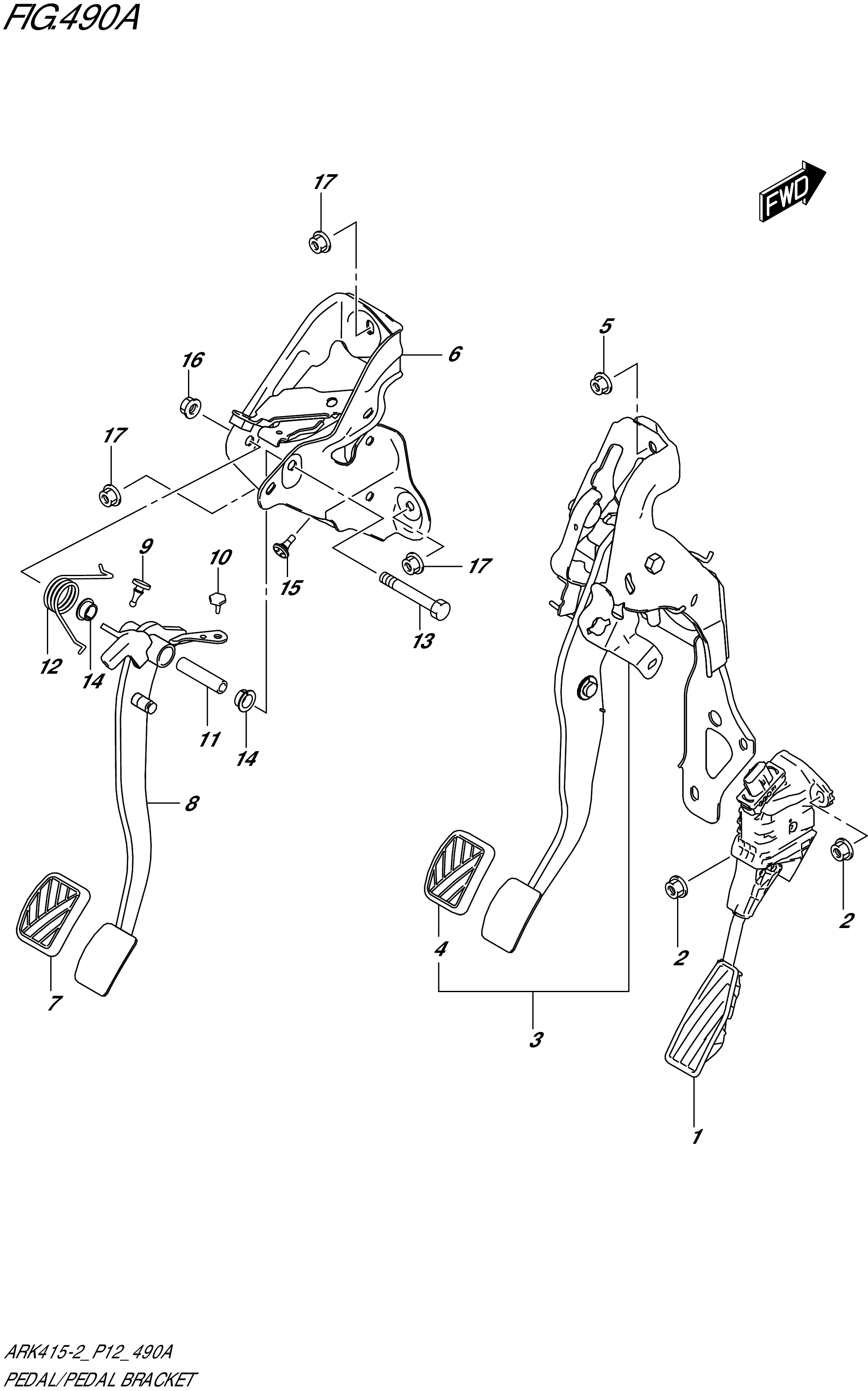 FIG. 490A - PEDAL/PEDAL BRACKET (5MT)