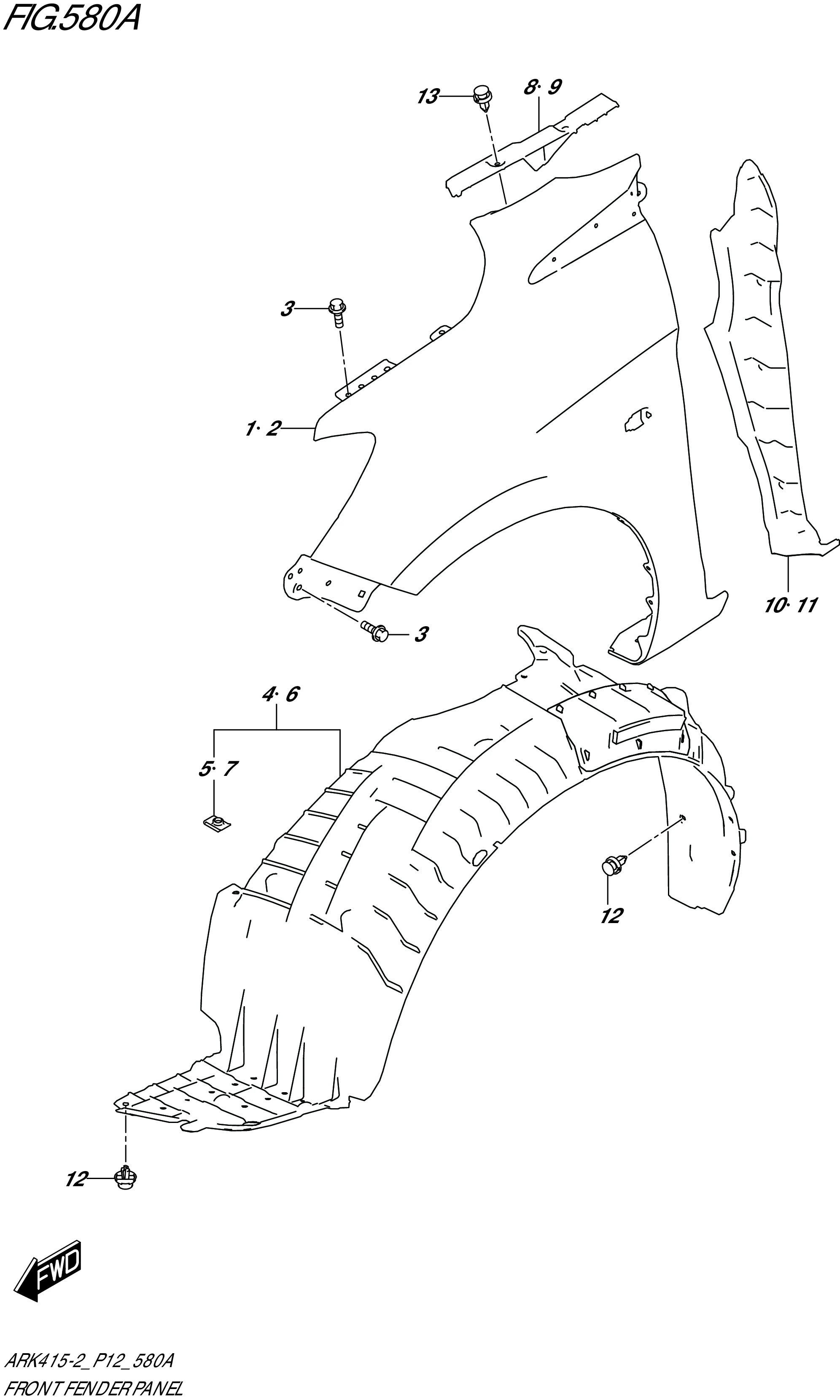 FIG. 580A - FRONT FENDER PANEL (GA)