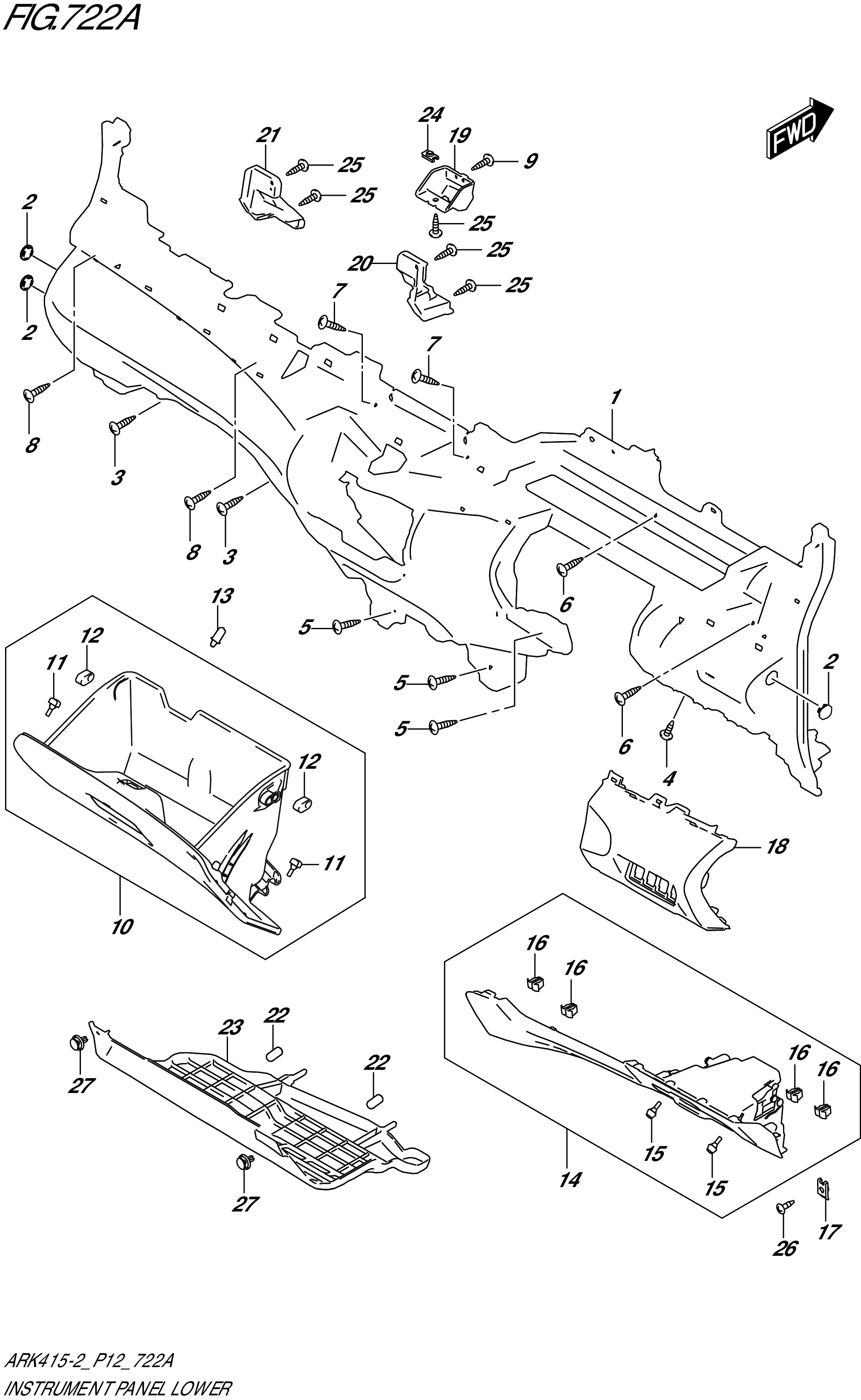 FIG. 722A - INSTRUMENT PANEL LOWER (GA,GL)