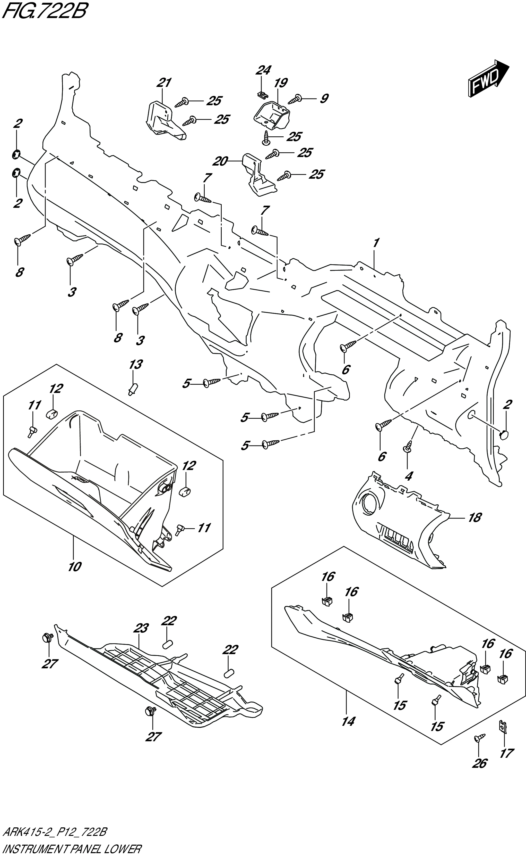 FIG. 722B - INSTRUMENT PANEL LOWER (GX)