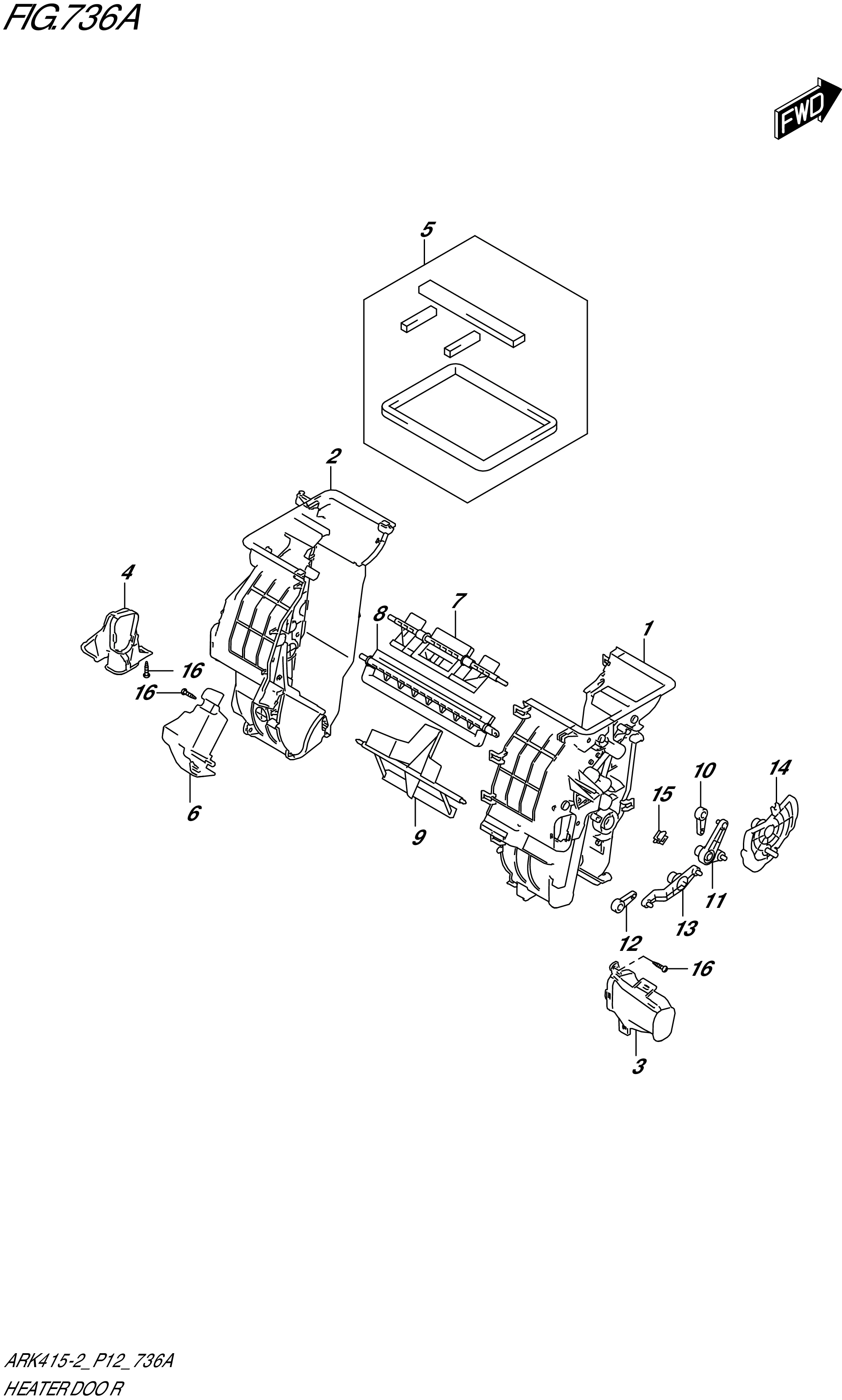 FIG. 736A - HEATER DOOR (GA,GL)(SEE NOTE 1)