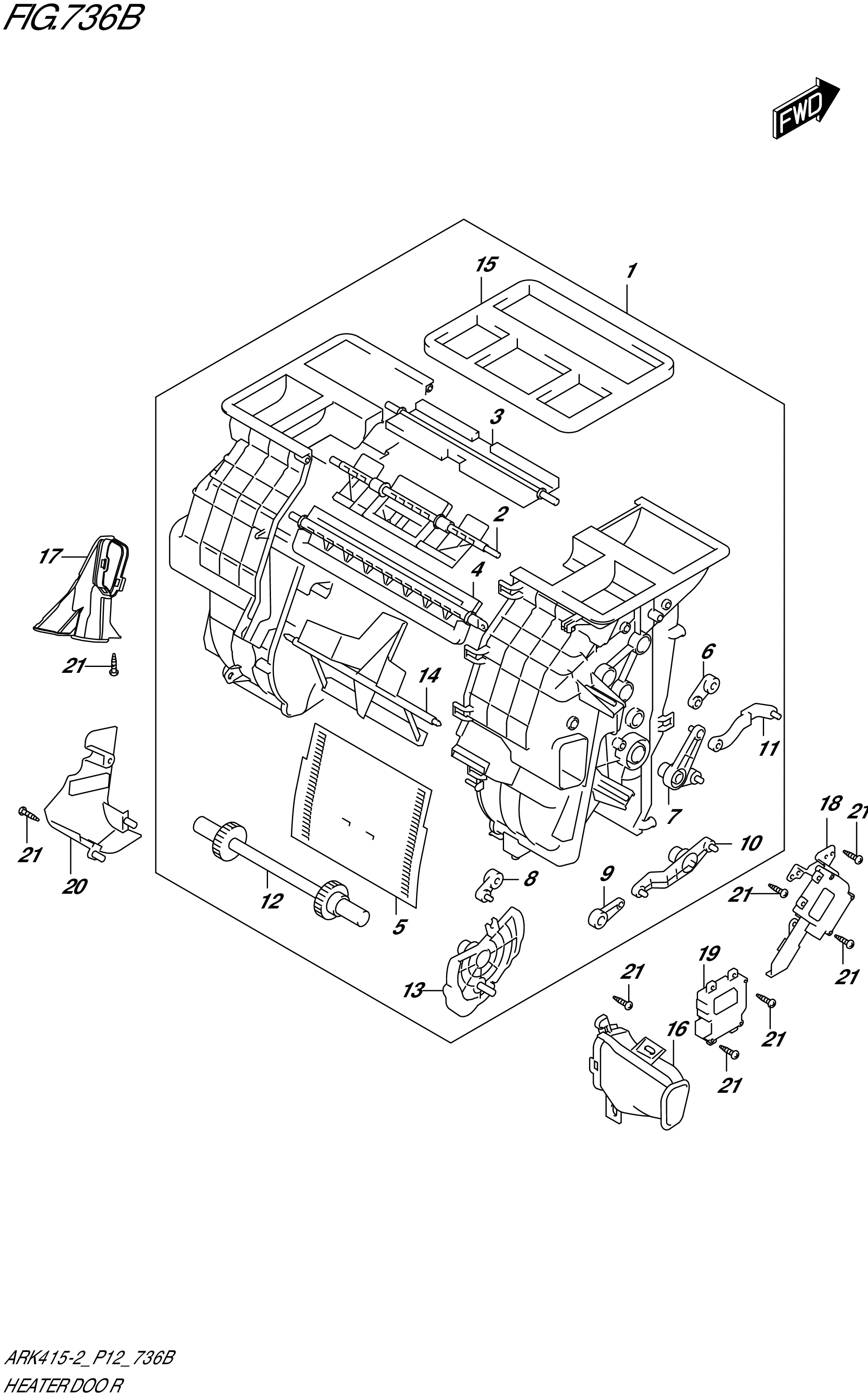 FIG. 736B - HEATER DOOR (GX)(SEE NOTE 1)