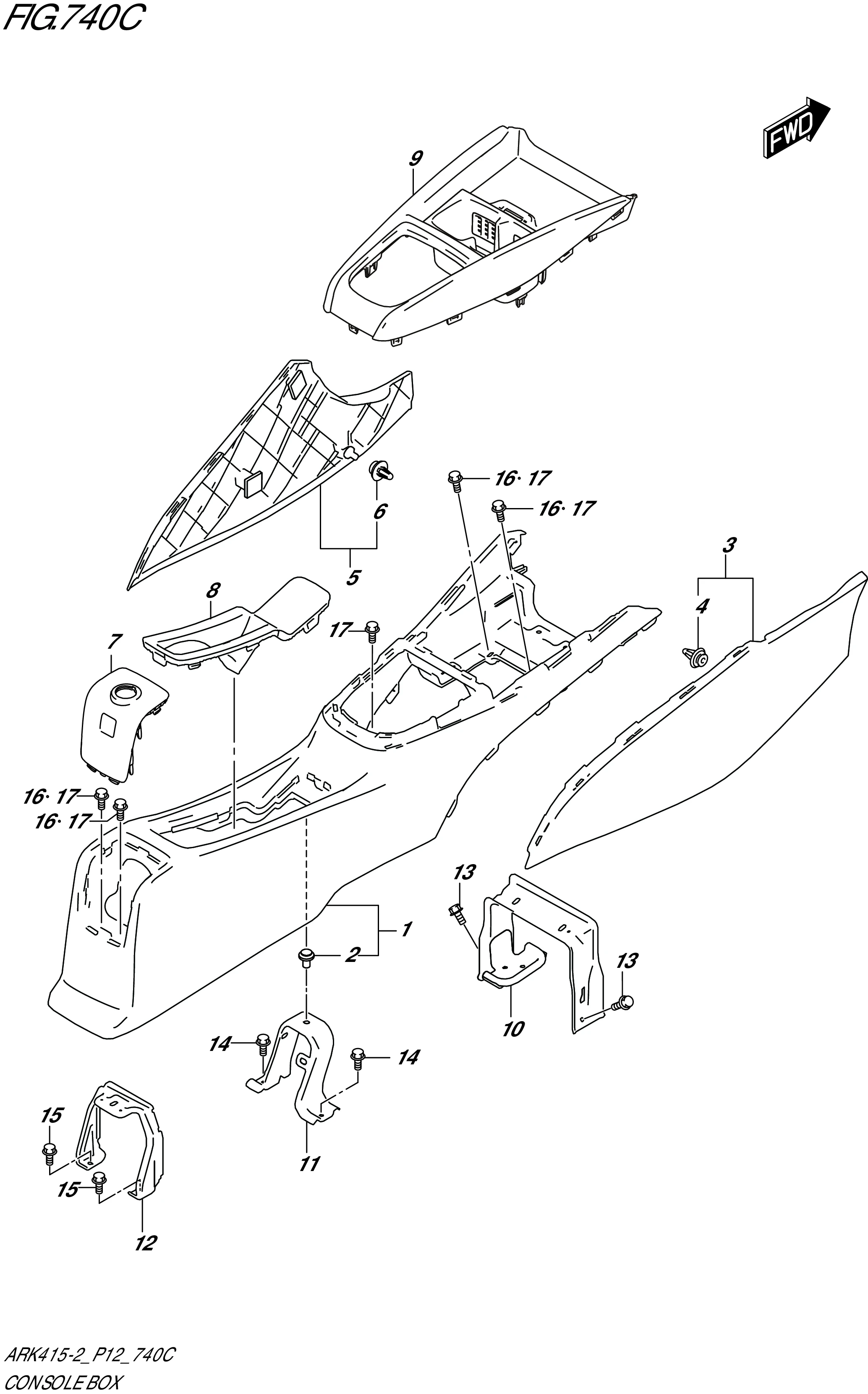 FIG. 740C - CONSOLE BOX (GX)