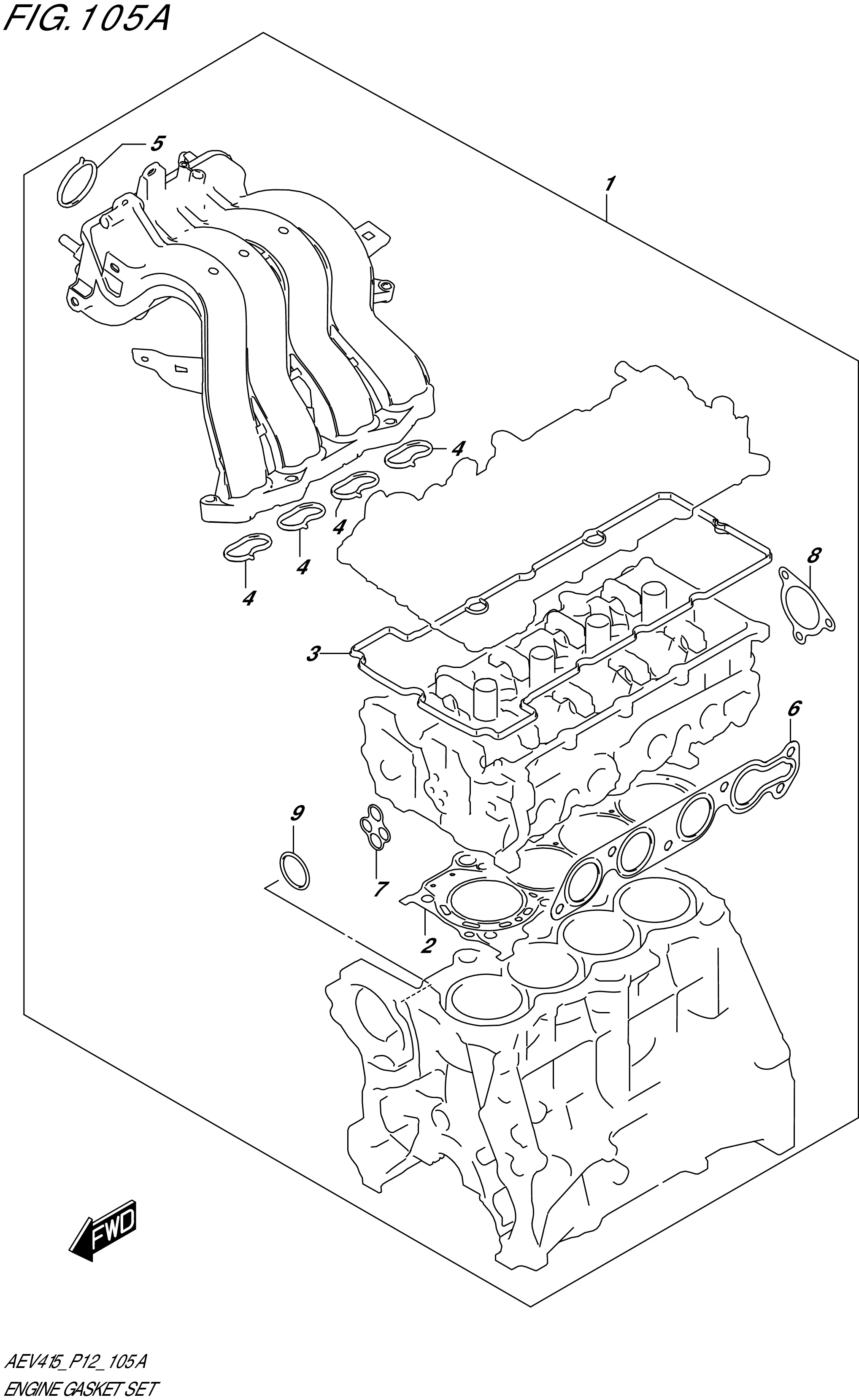 FIG. 105A ENGINE GASKET SET