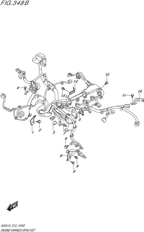 FIG.348B-ENGINE HARNESS BRACKET (4AT)