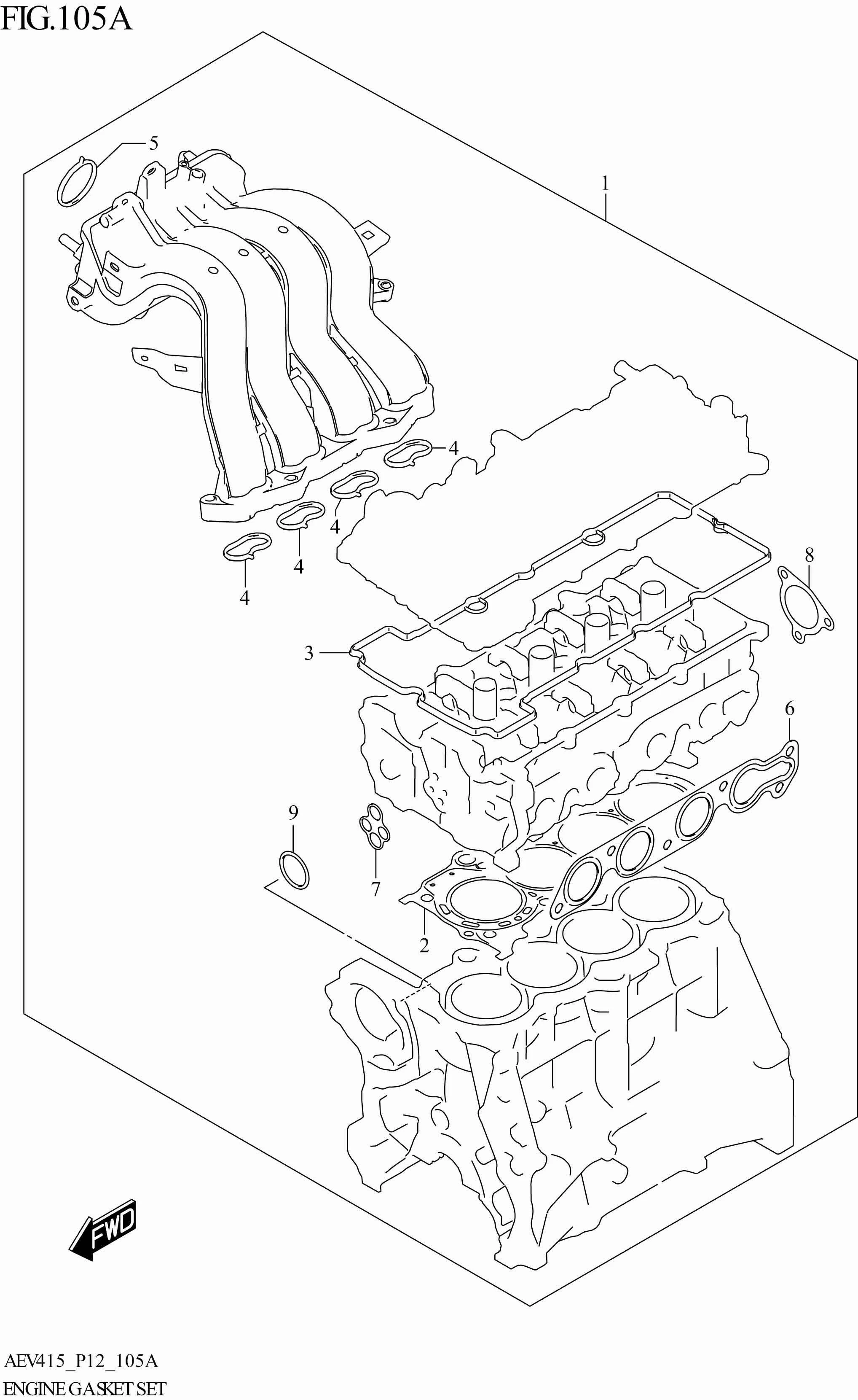 FIG. 105A ENGINE GASKET SET