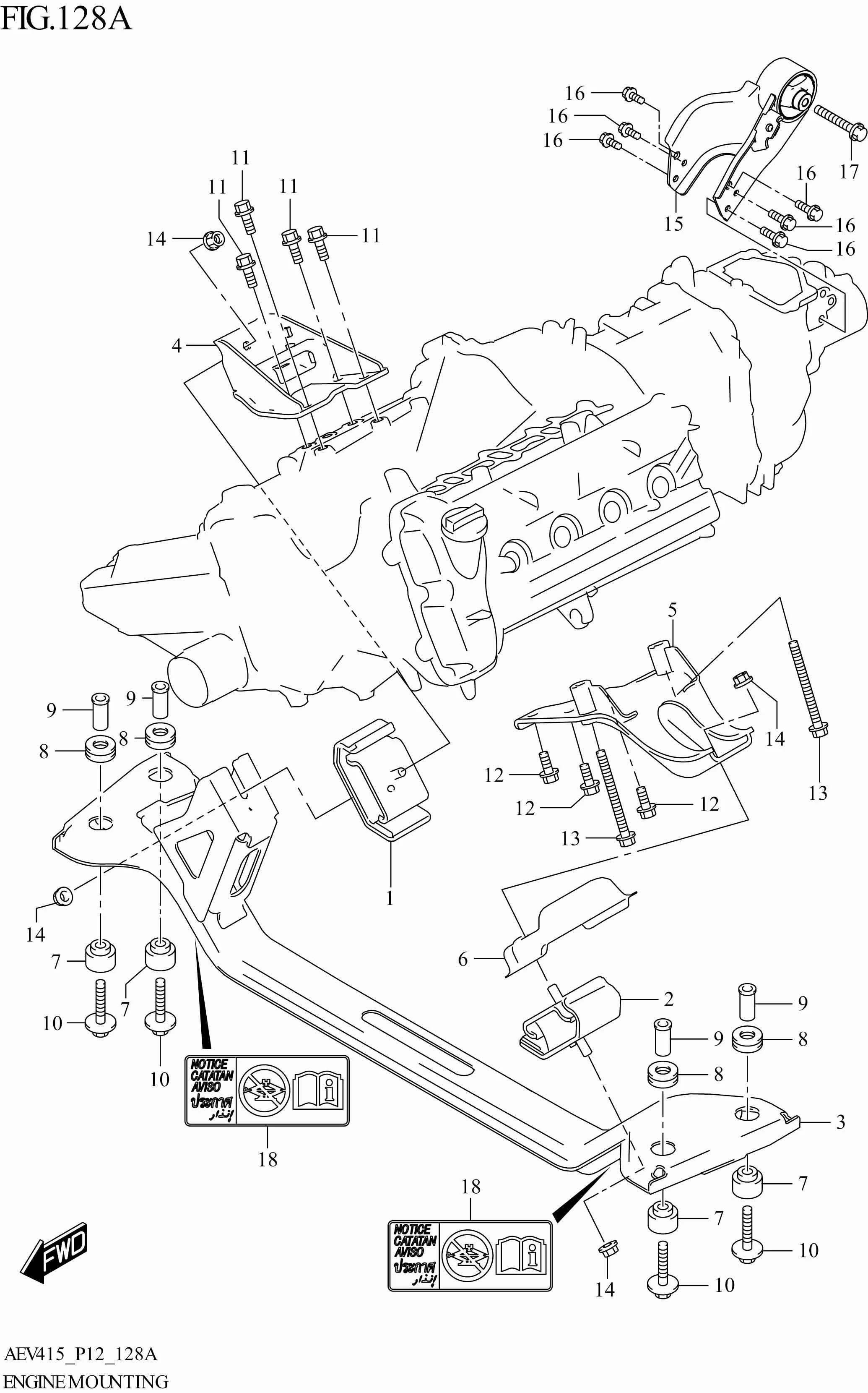FIG. 128A ENGINE MOUNTING