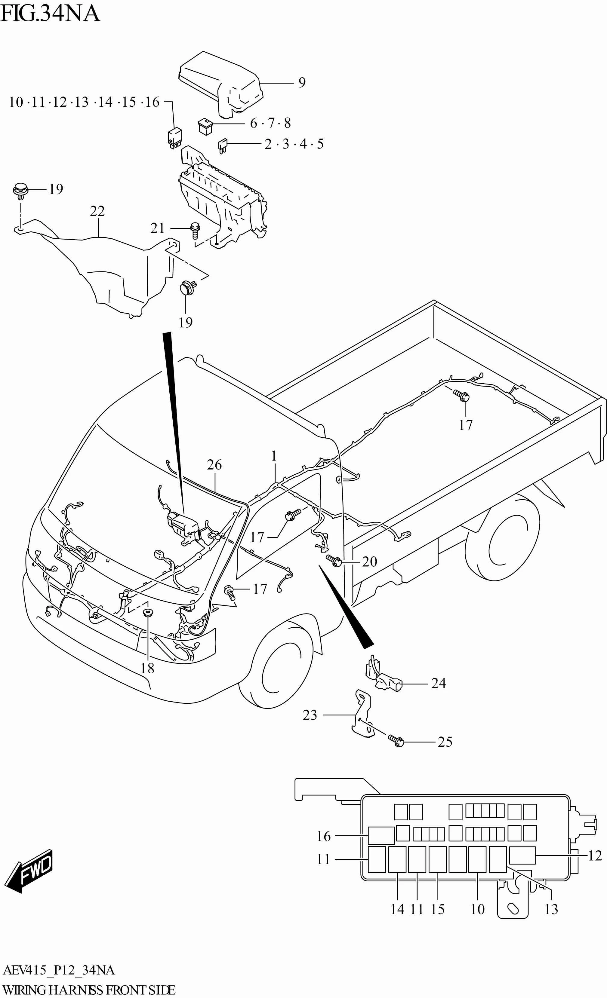 FIG. 34NA - WIRING HARNESS FRONT SIDE