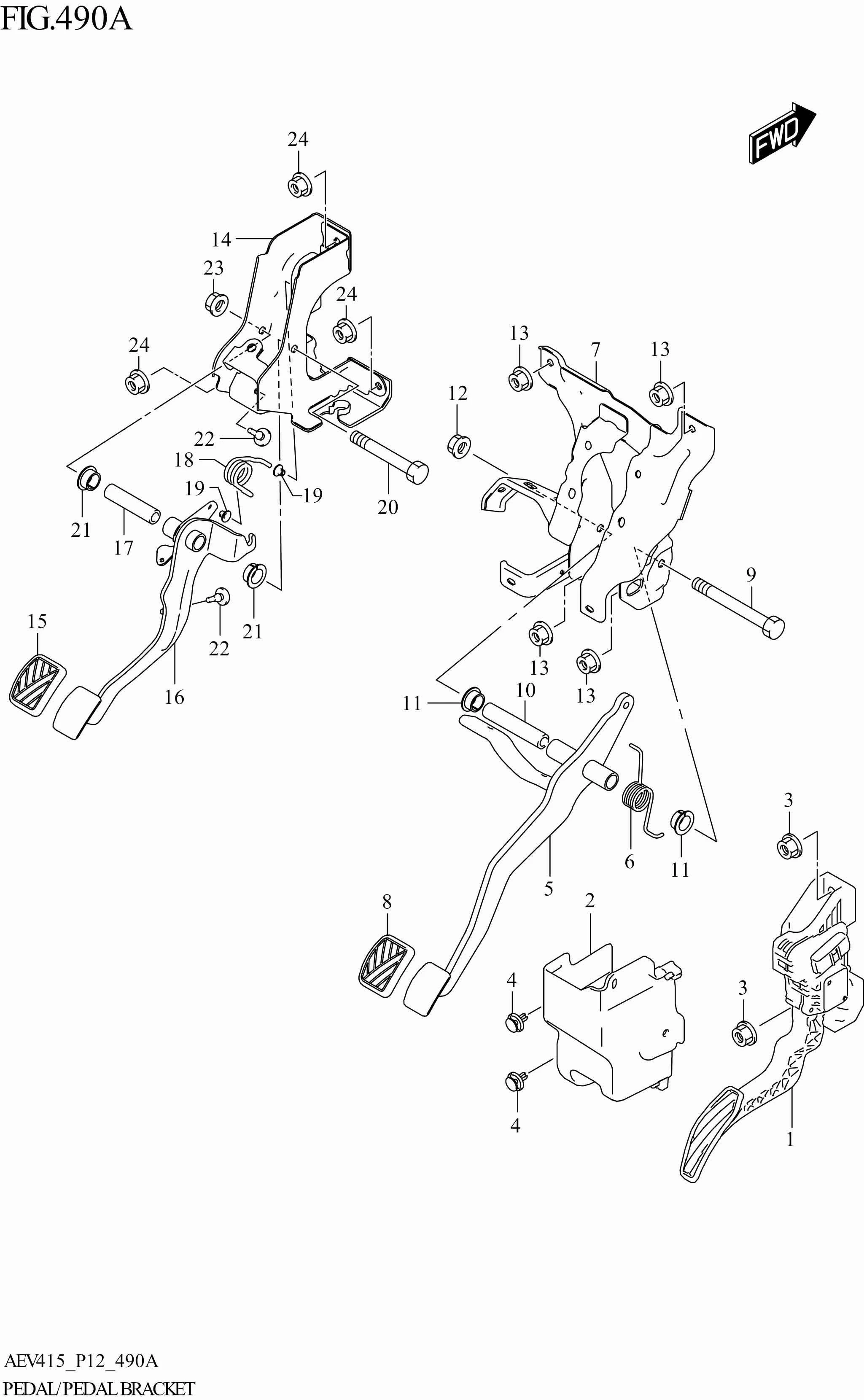 FIG. 490A - PEDAL/PEDAL BRACKET