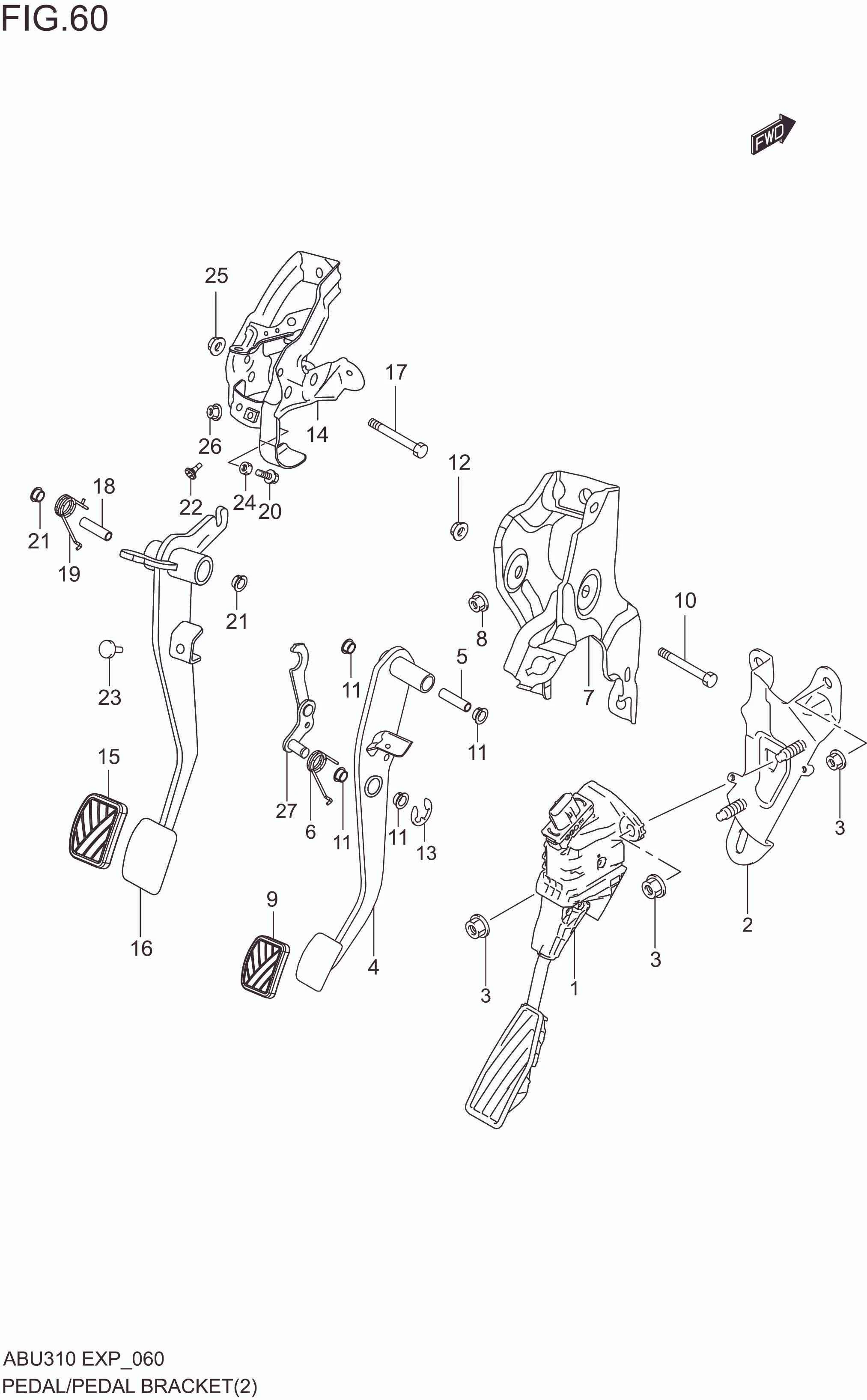 PEDAL/PEDAL BRACKET(5MT:RHD)