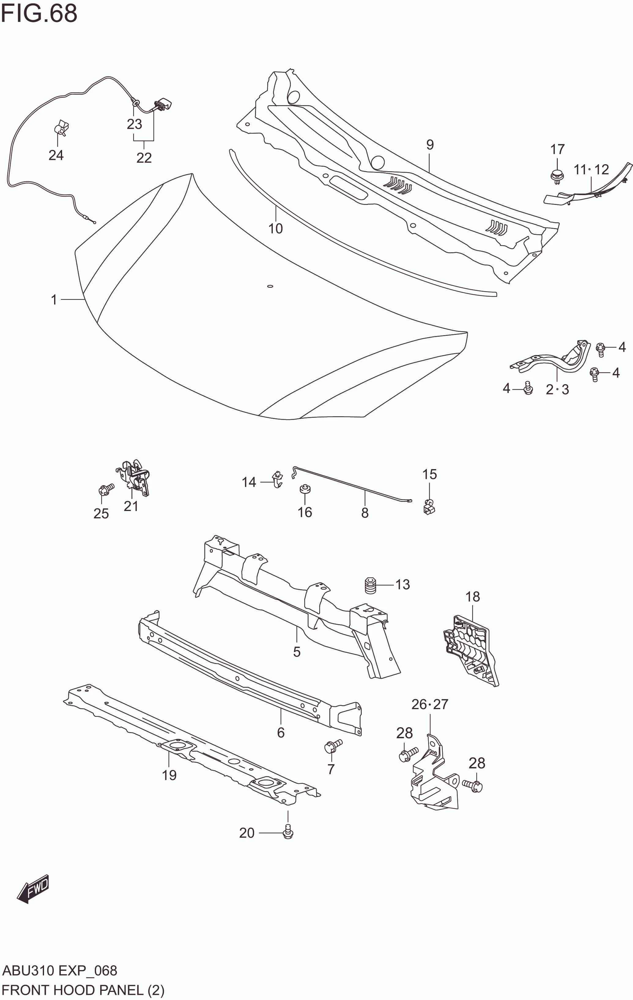 FRONT HOOD PANEL (RHD)