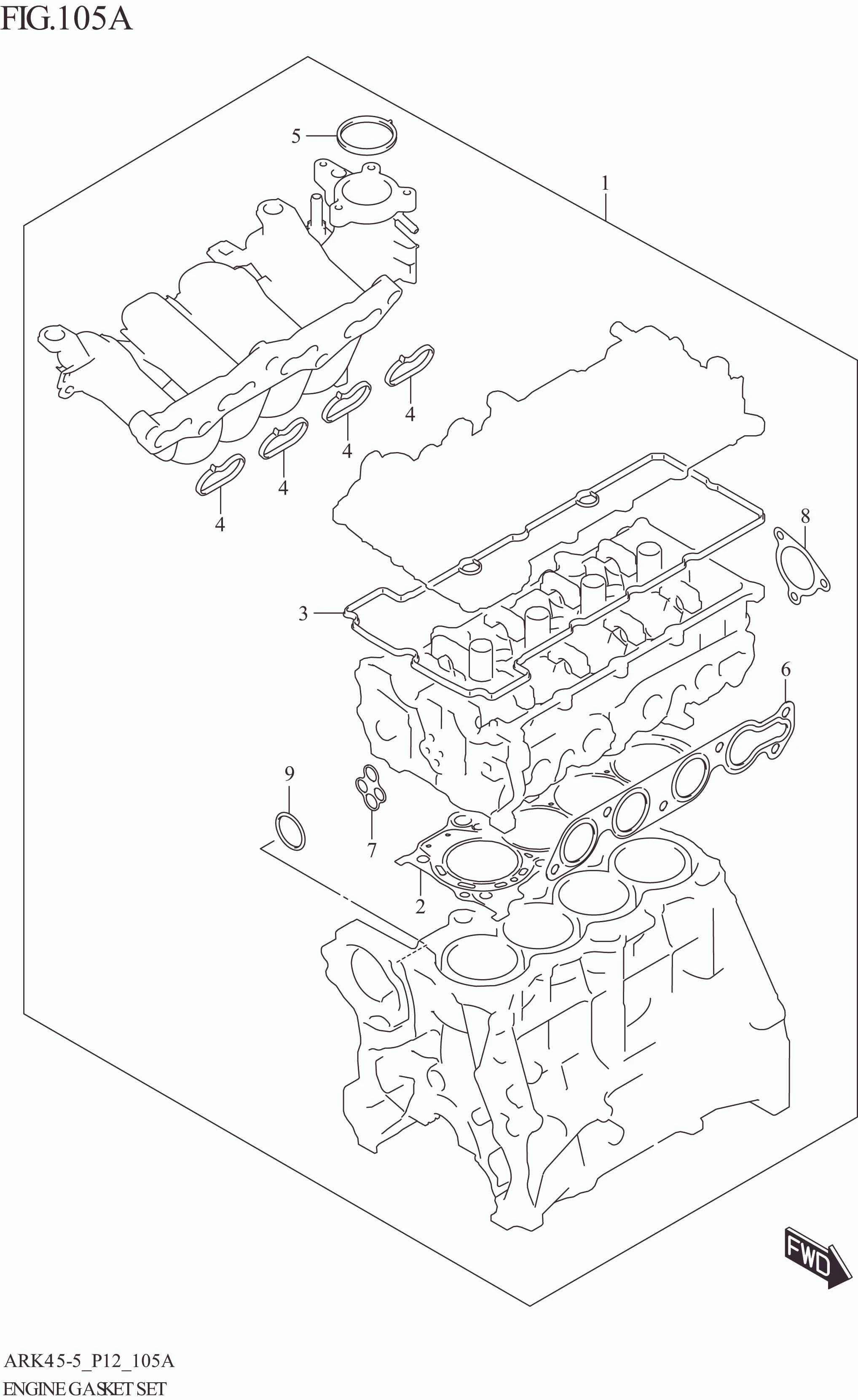 FIG. 105A ENGINE GASKET SET