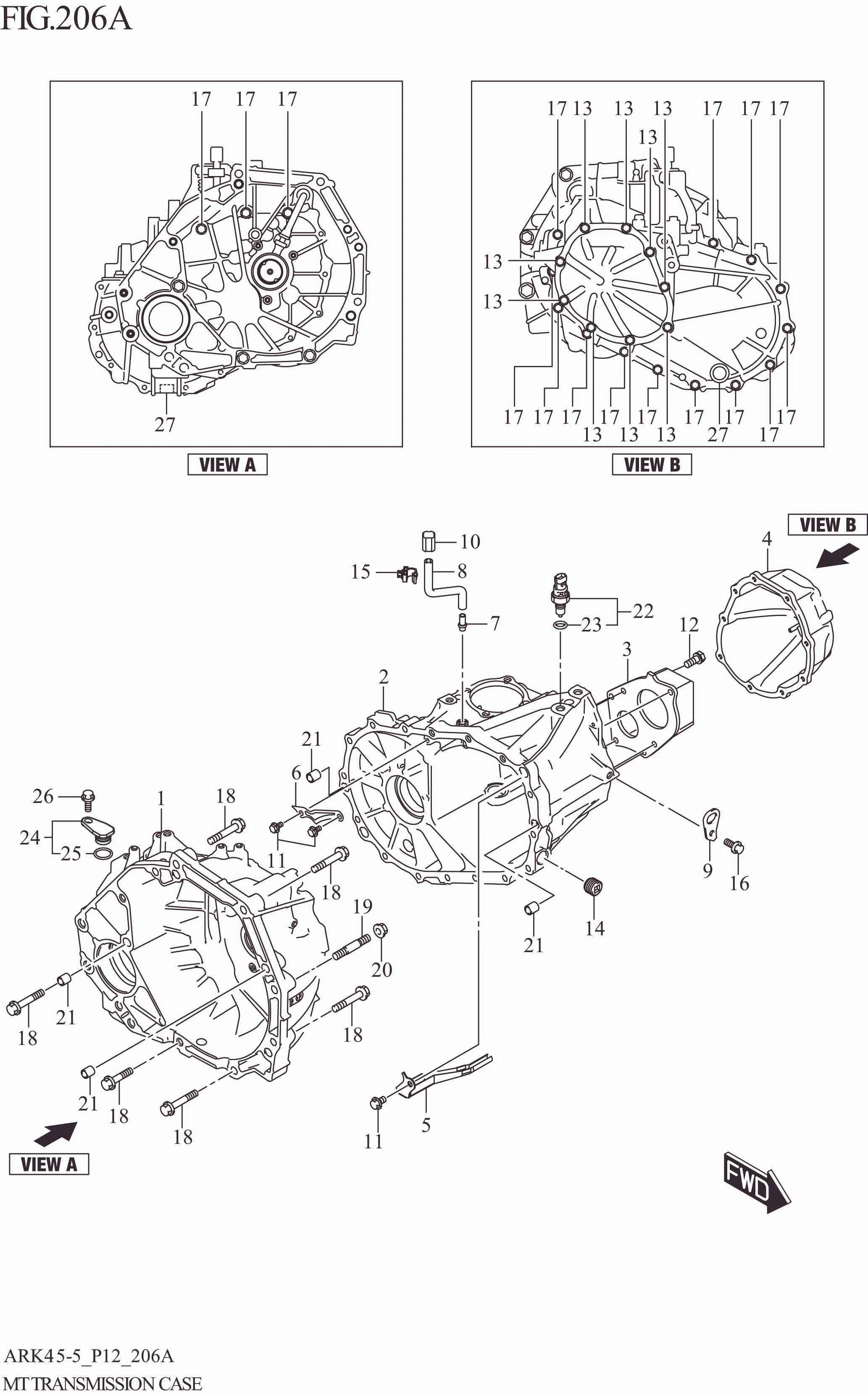 FIG. 206A MT TRANSMISSION CASE (5MT)