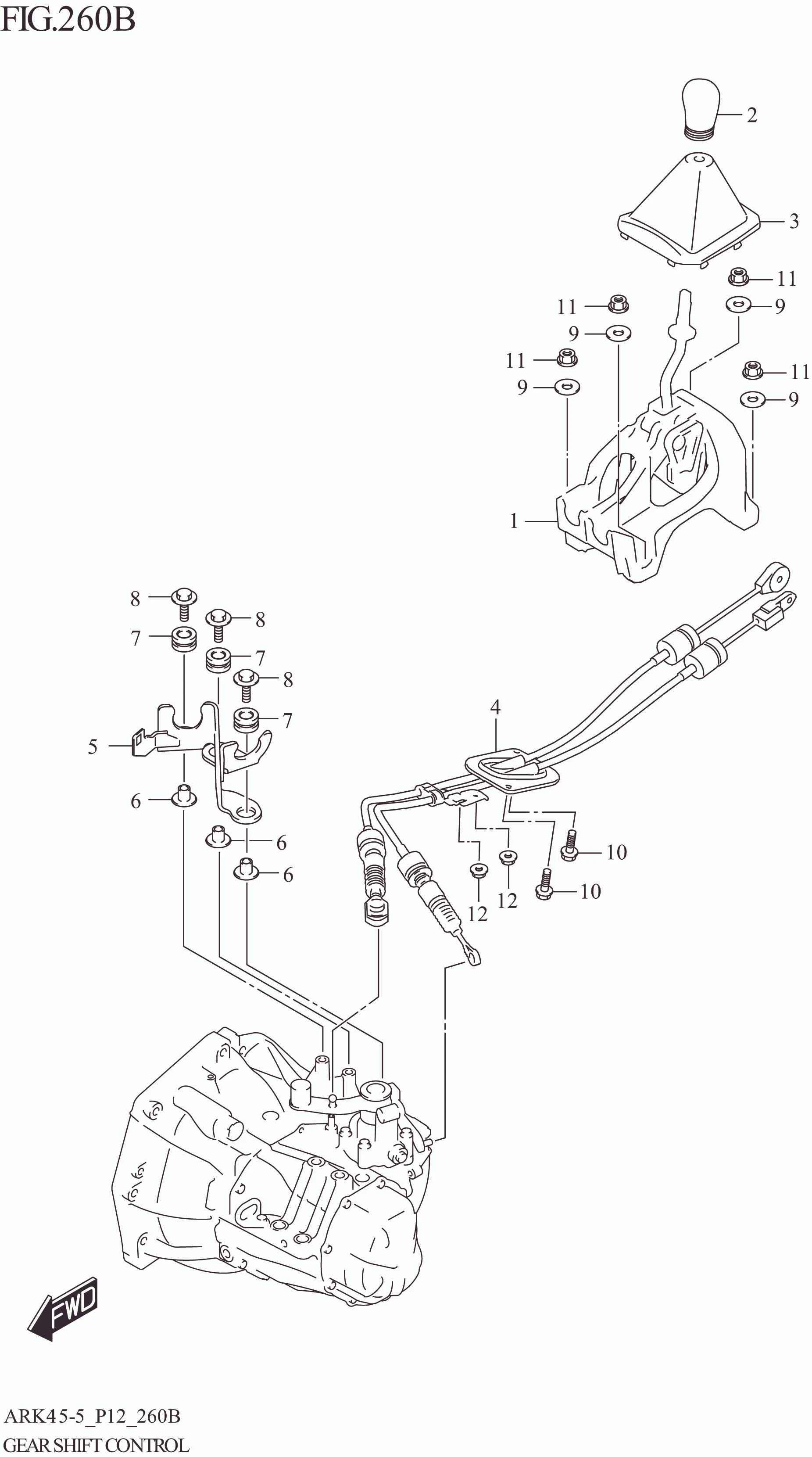 FIG. 260B GEAR SHIFT CONTROL (5MT:XL7:(GX,GL))