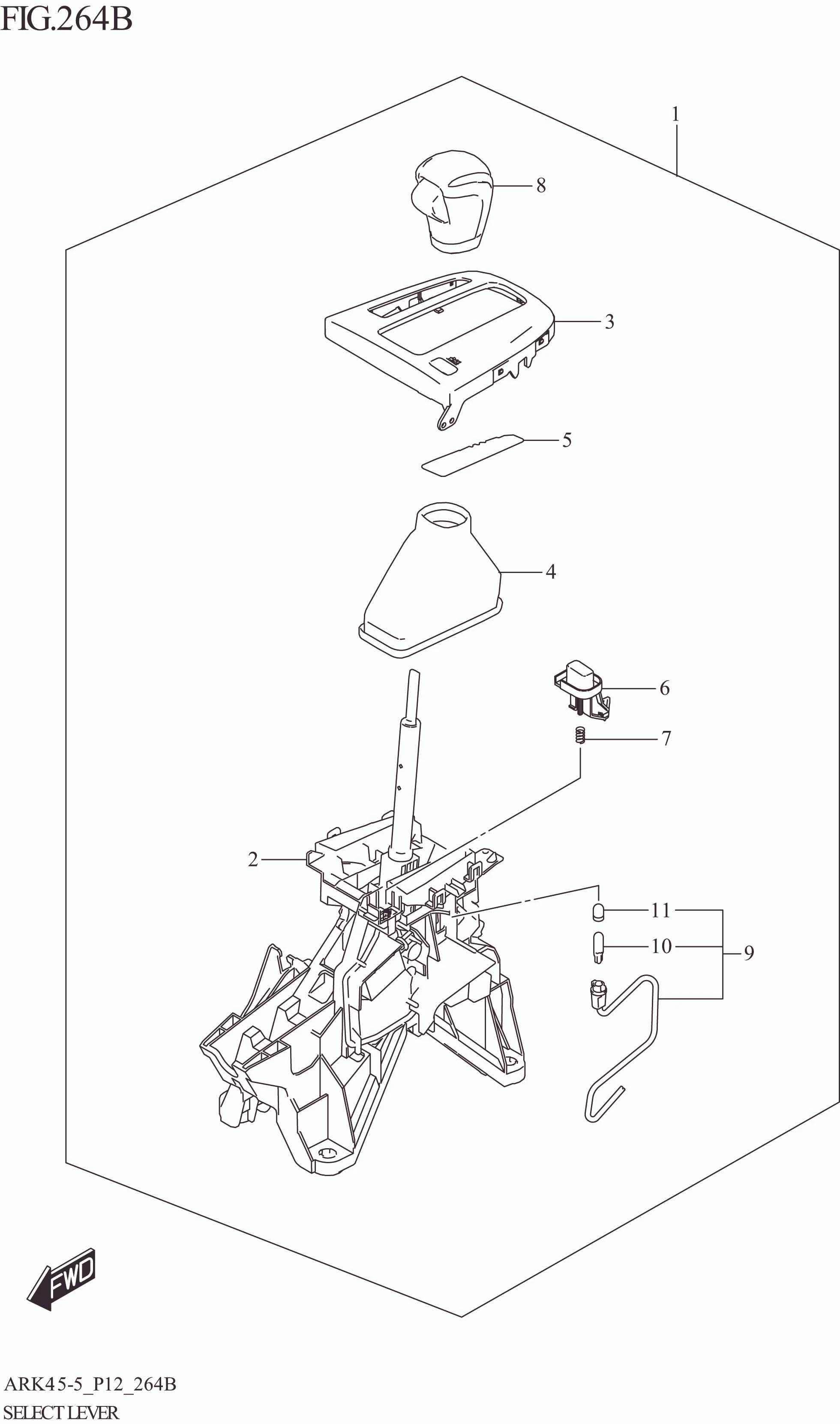 FIG. 264B SELECT LEVER (4AT:(GX))