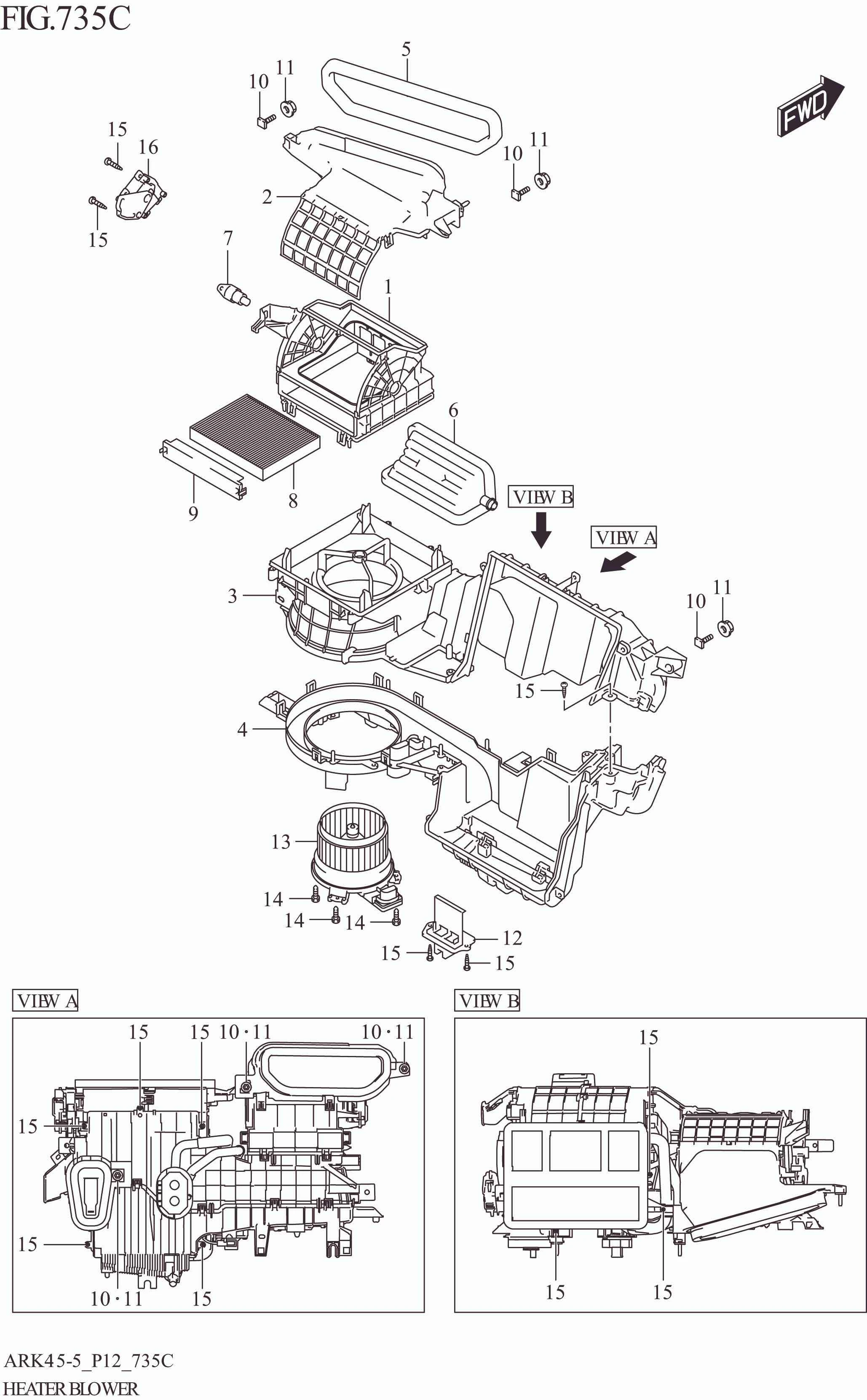 FIG. 735C HEATER BLOWER (GX)
