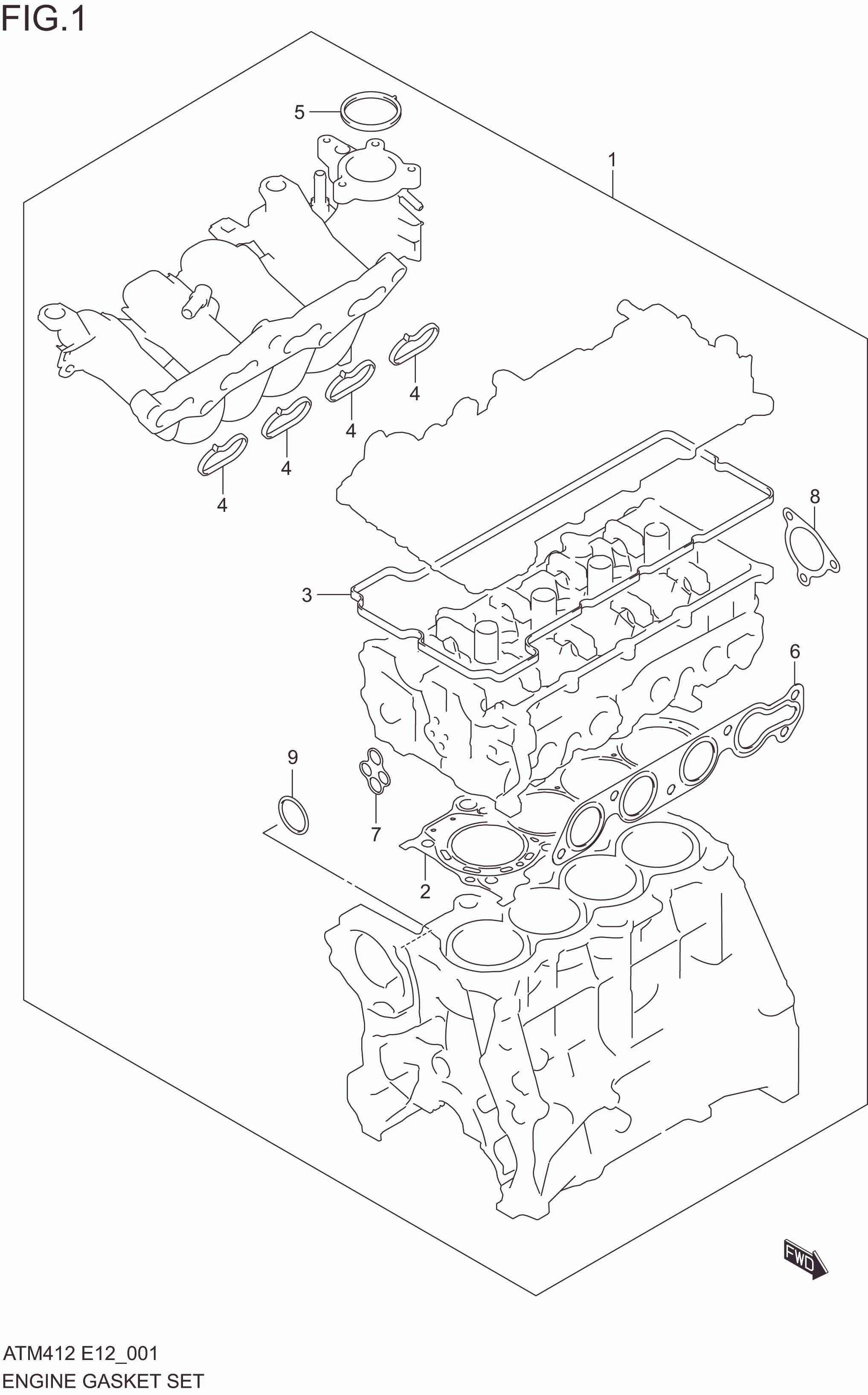 FIG. 1 ENGINE GASKET SET