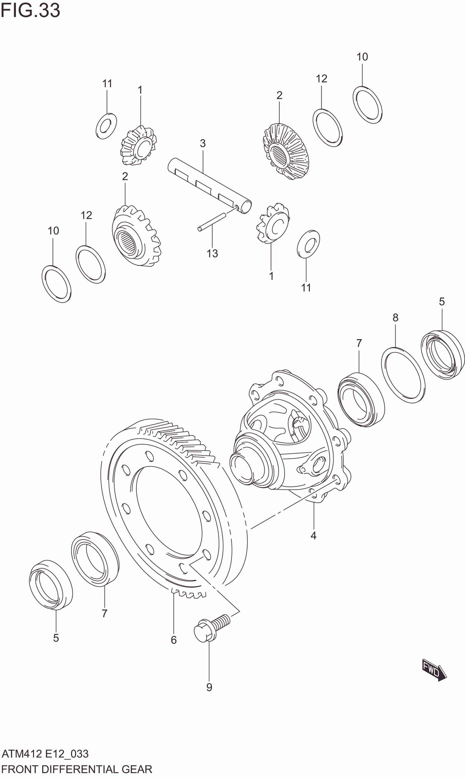 FIG. 33 FRONT DIFFERENTIAL GEAR (5MT)