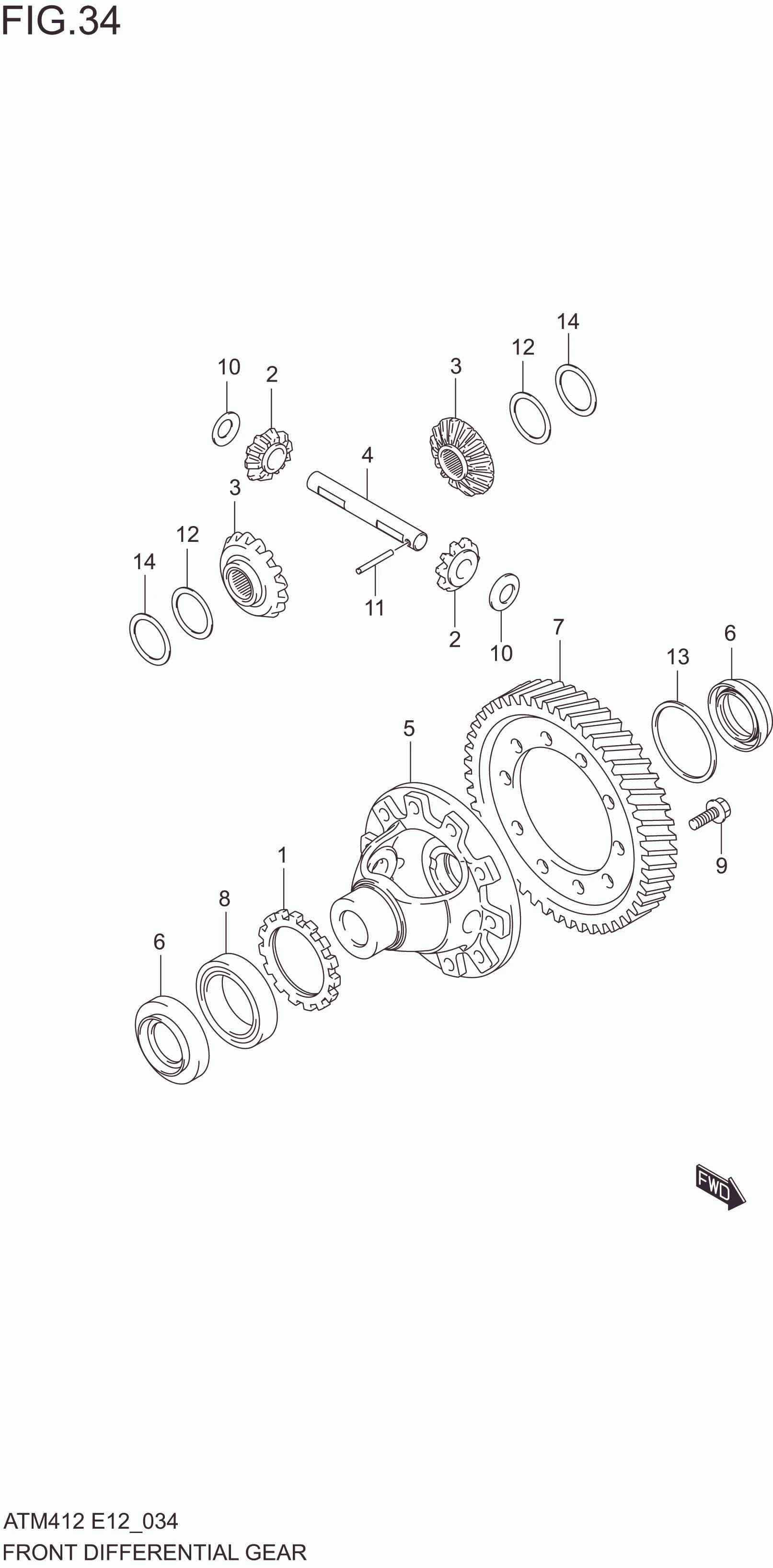 FIG. 34 FRONT DIFFERENTIAL GEAR (5AGS)