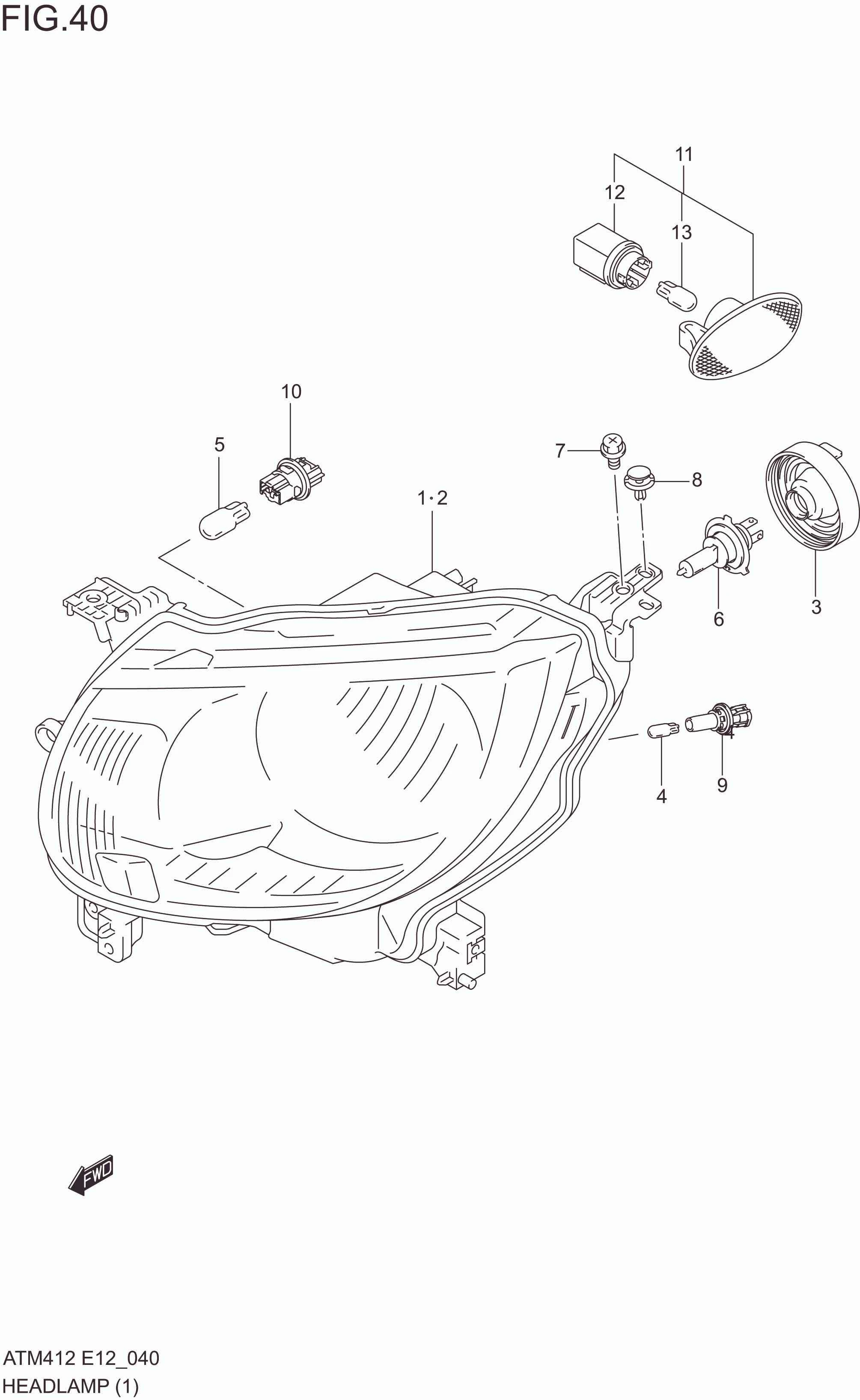 FIG. 40 HEAD LAMP (W/HALOGEN)