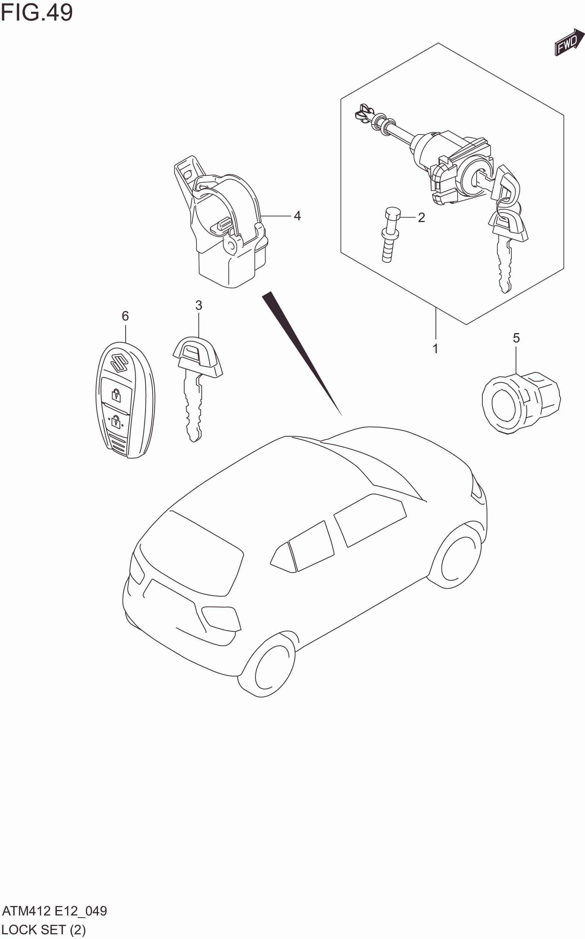 FIG. 49 LOCK SET (5MT:GLX)