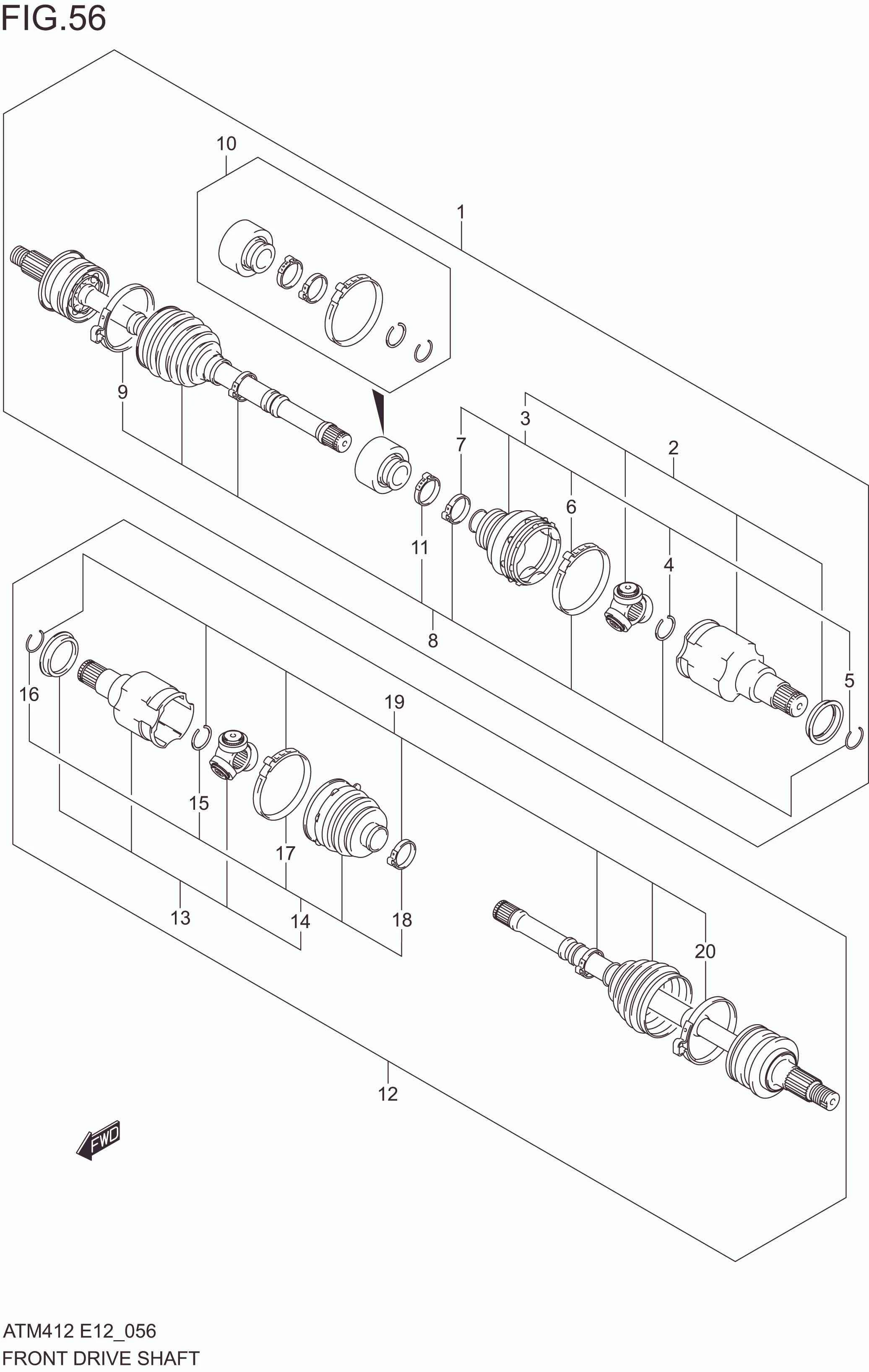 FIG. 56 FRONT DRIVE SHAFT