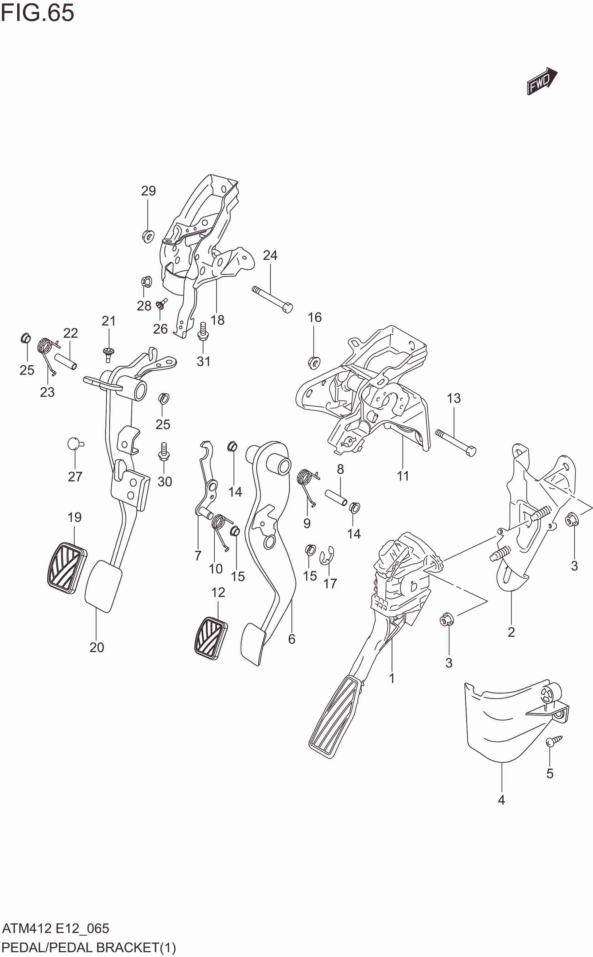 FIG. 65 PEDAL/PEDAL BRACKET (5MT)