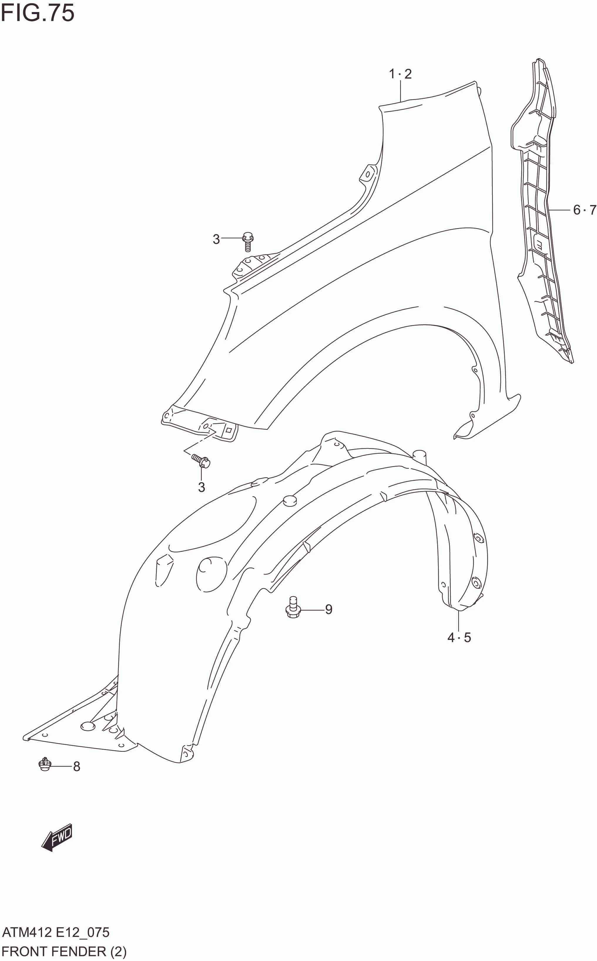 FIG. 75 FRONT FENDER PANEL(GLX)