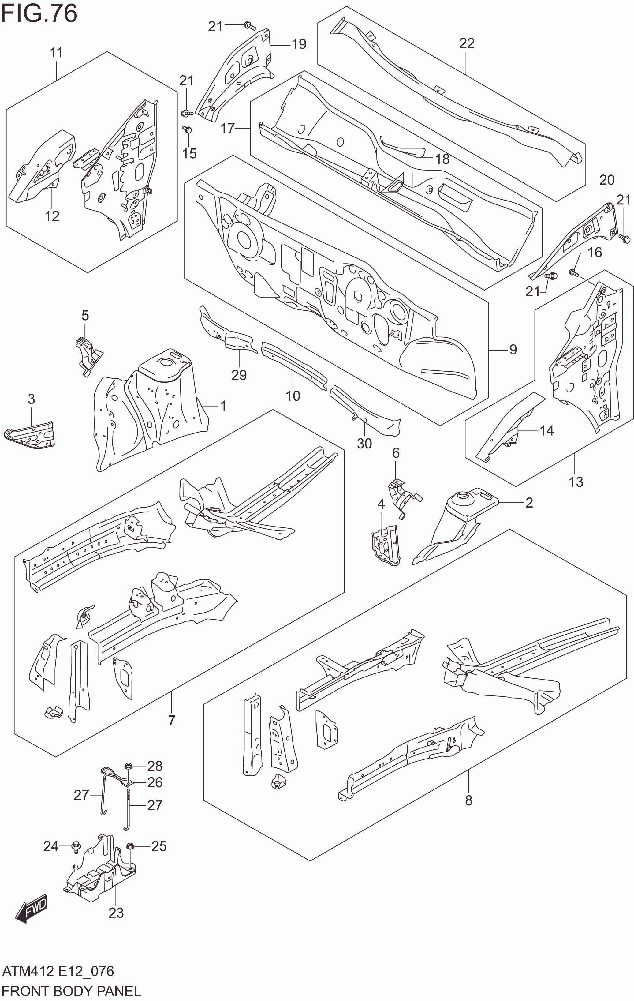 FIG. 76 FRONT BODY PANEL