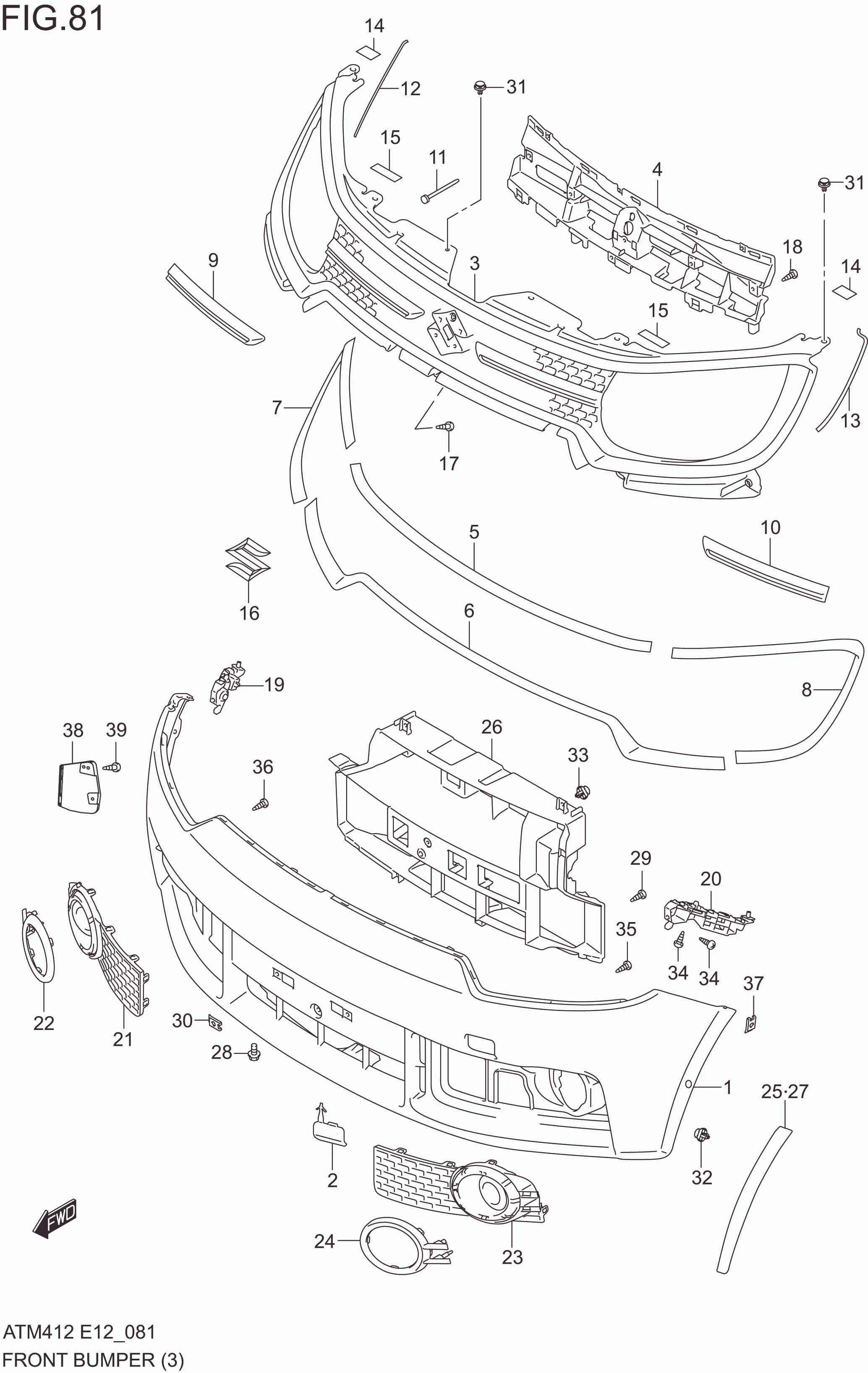 FIG. 81 FRONT BUMPER (TYPE-1:GLX)
