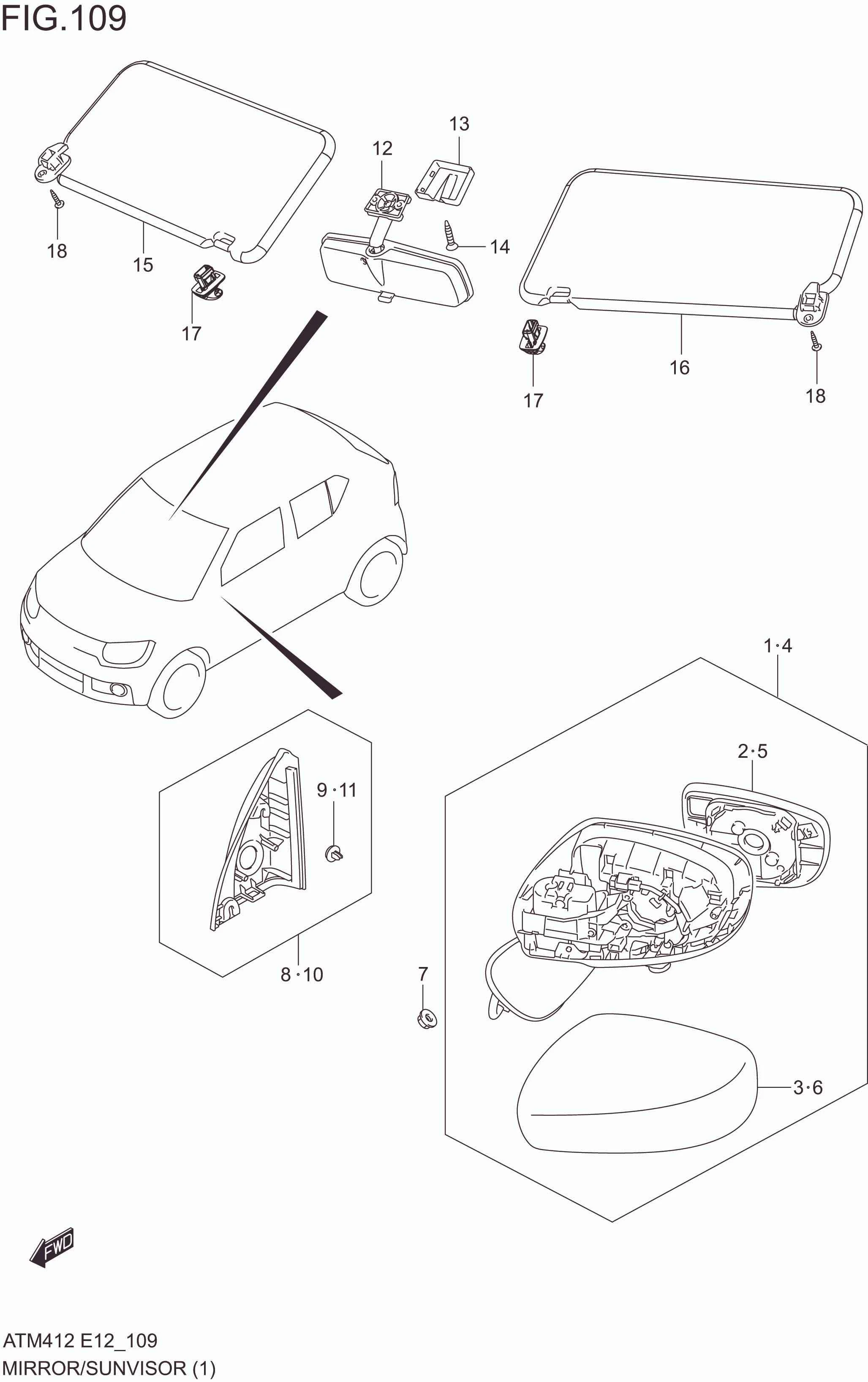 FIG. 109 MIRROR/SUNVISOR (GL)