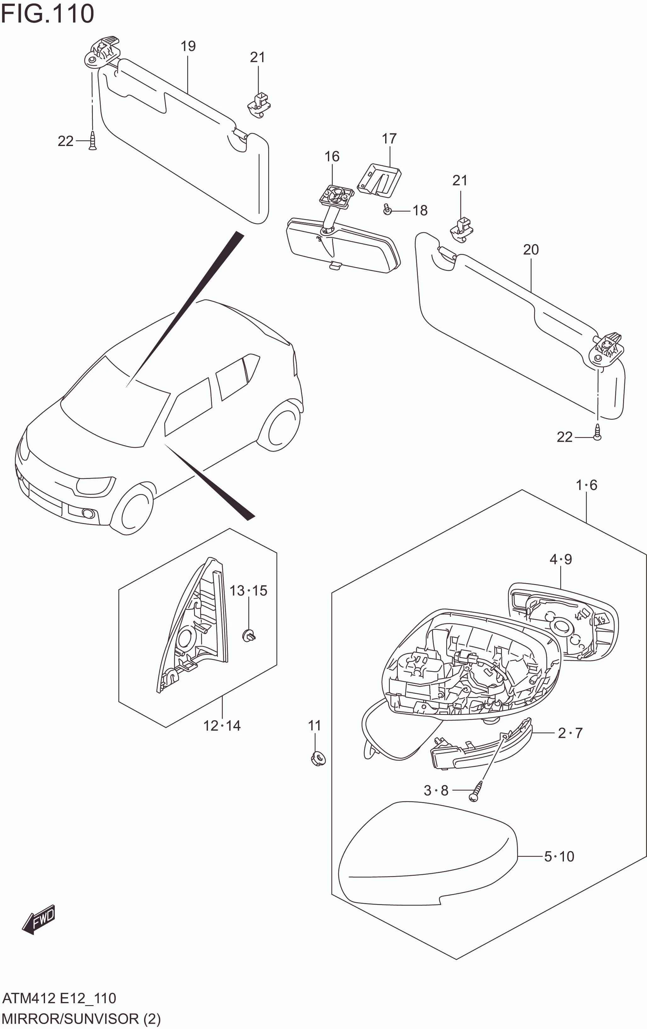FIG. 110 MIRROR/SUNVISOR (GLX)