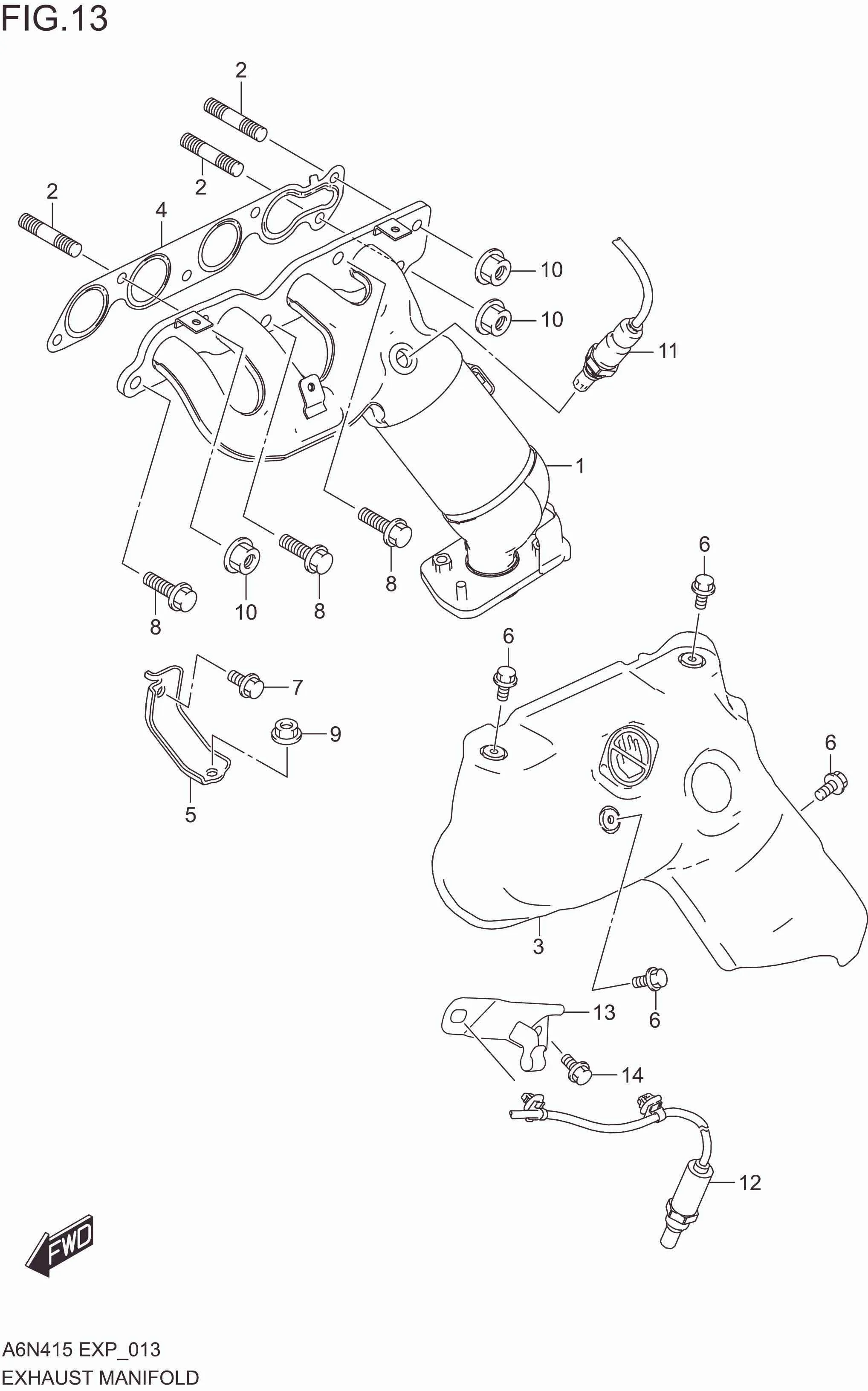 FIG. 013 EXHAUST MANIFOLD