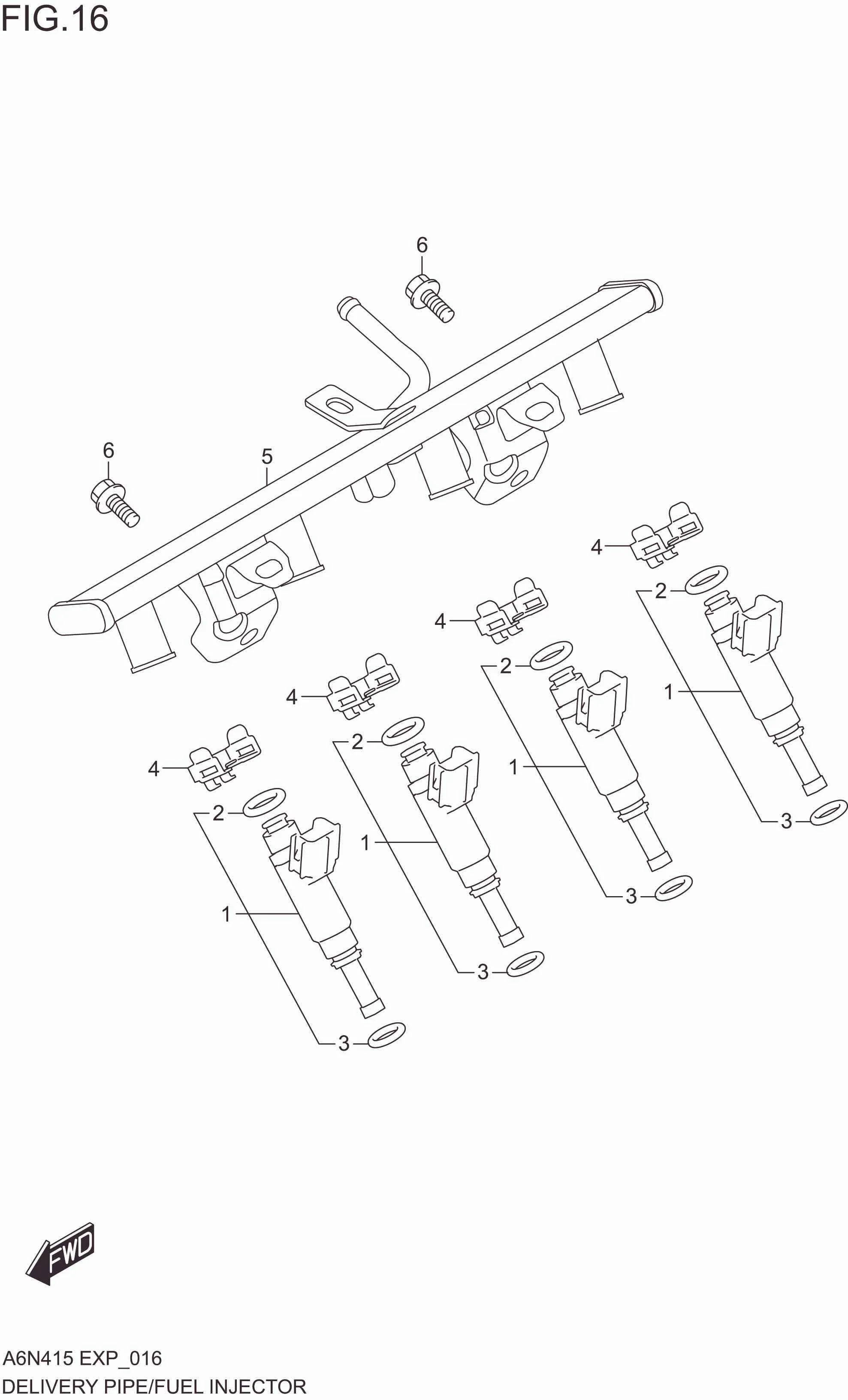 FIG. 016 DELIVERY PIPE/FUEL INJECTOR