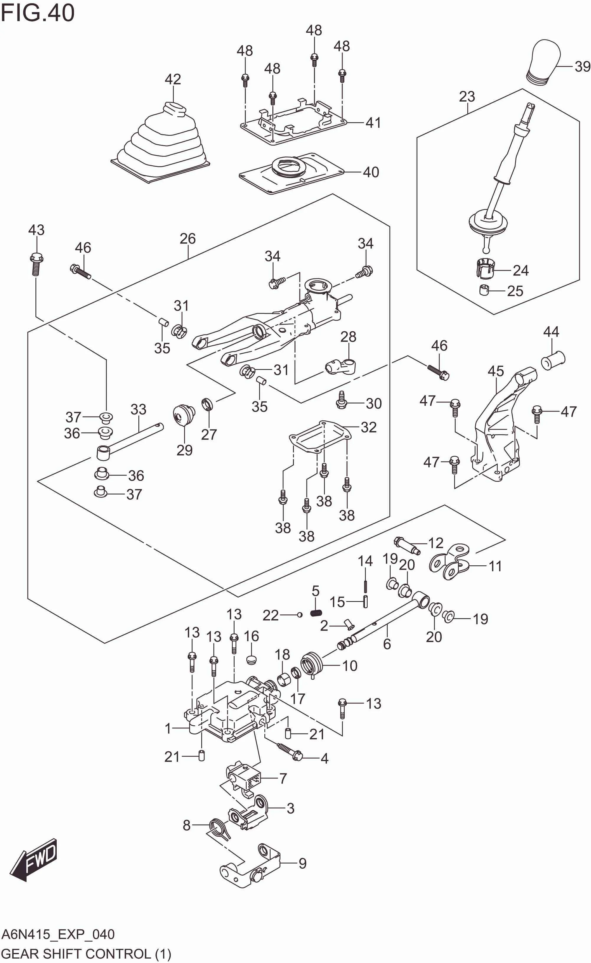FIG. 040 GEAR SHIFT CONTROL (5MT)