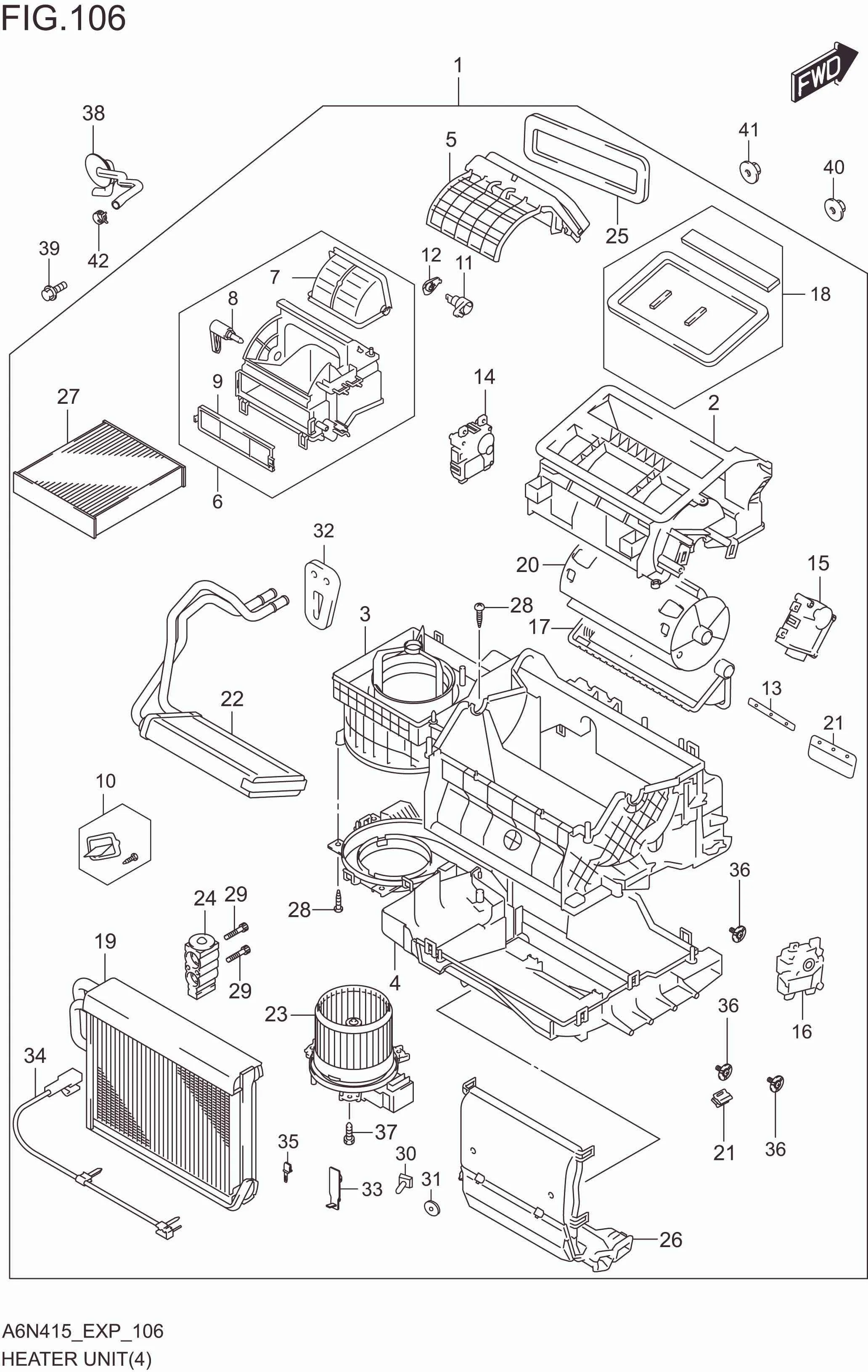 FIG. 106 HEATER UNIT (RHD:W_AU_AC)