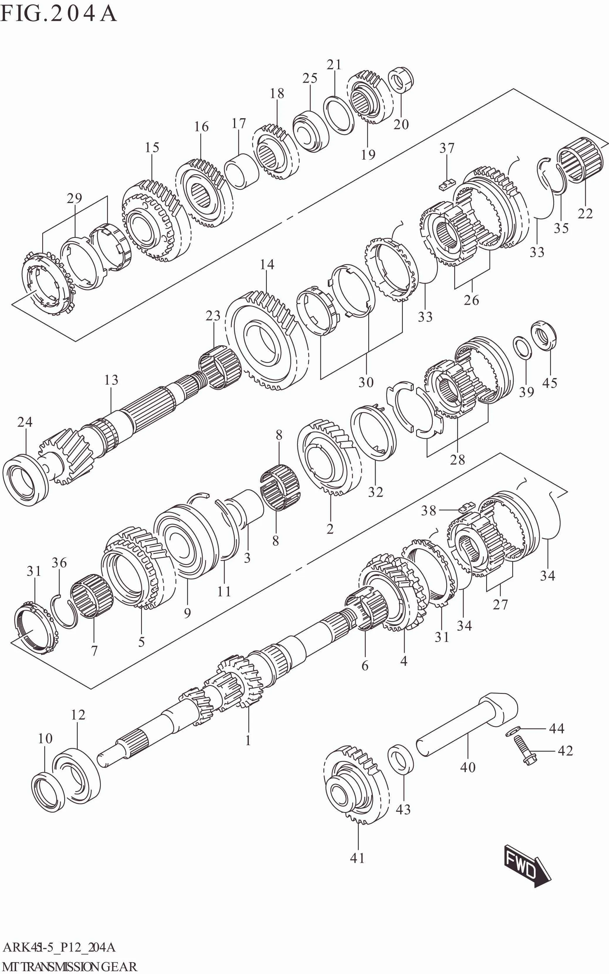 FIG. 204A MT TRANSMISSION GEAR (5MT)