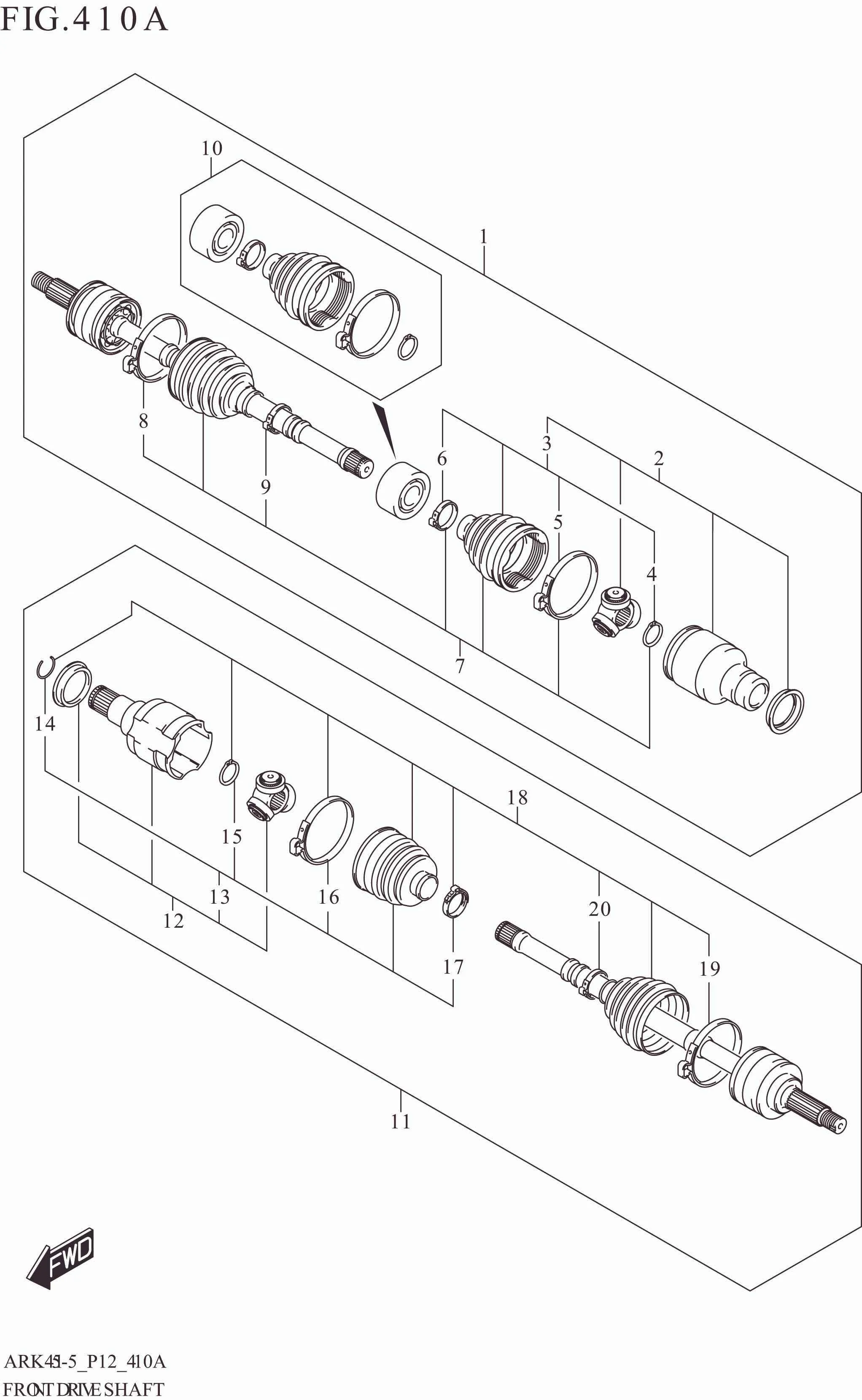 FIG. 410A FRONT DRIVE SHAFT (5MT)