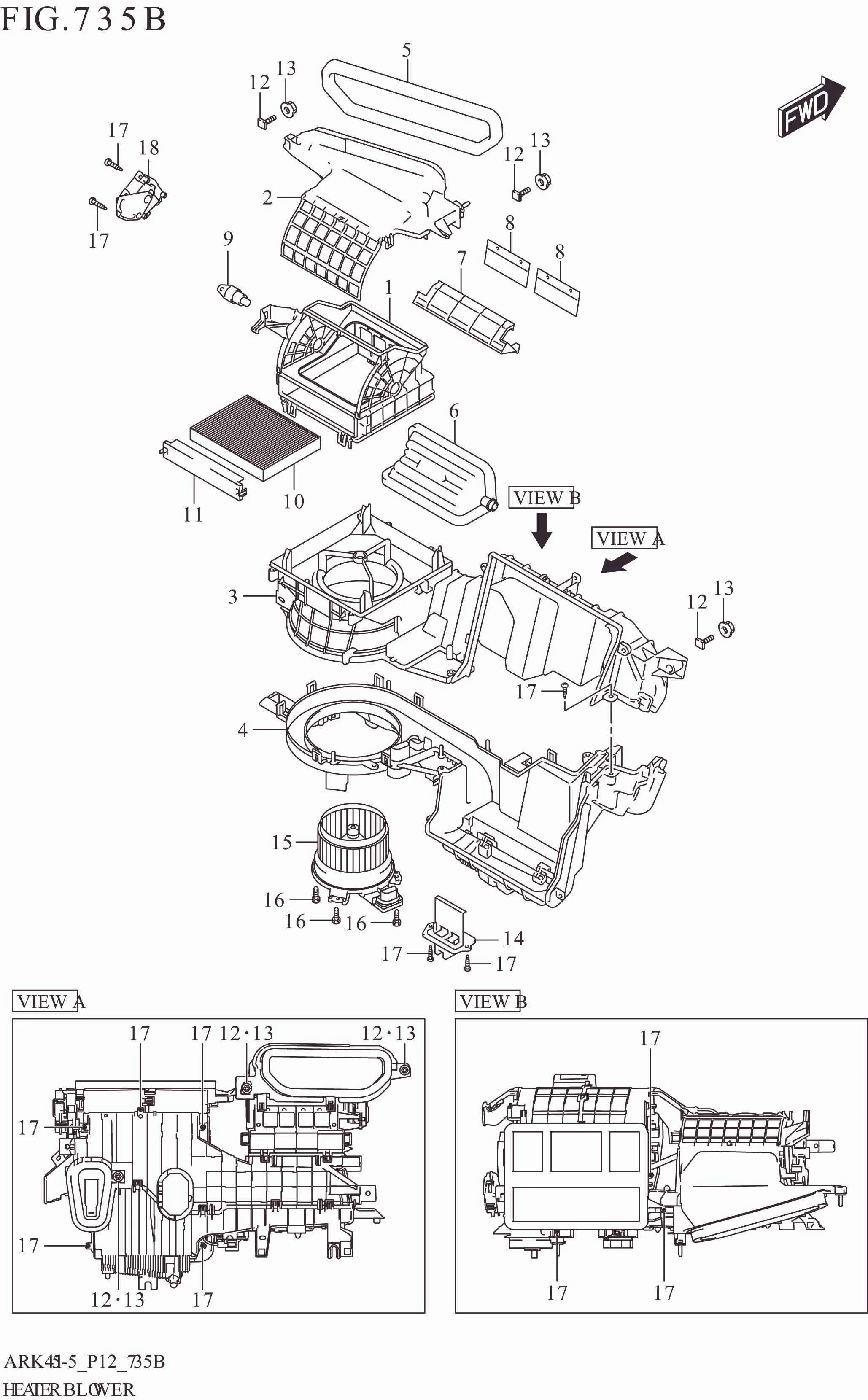 FIG. 735B HEATER BLOWER (GL)