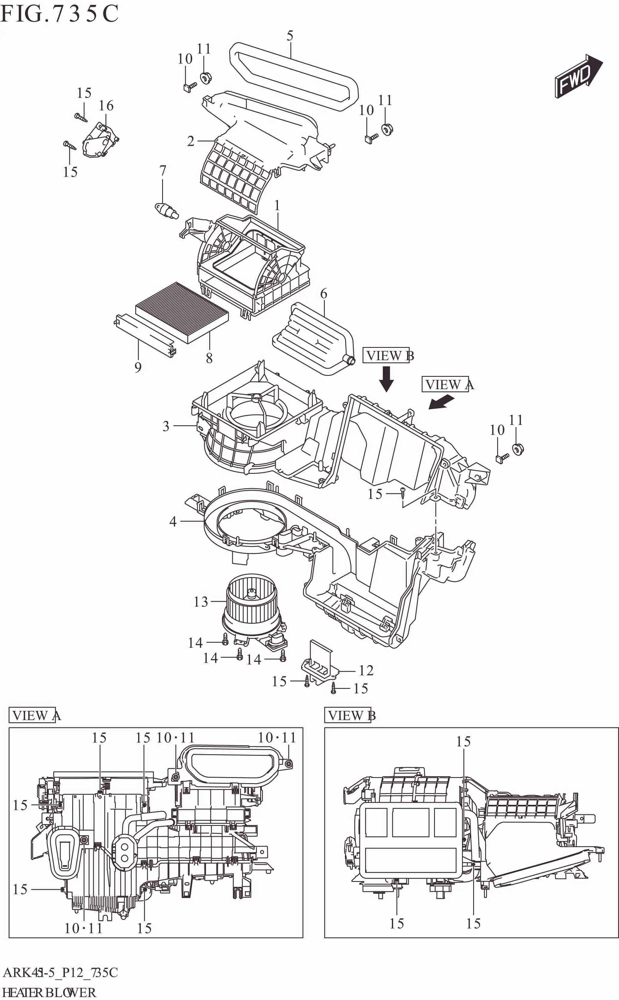 FIG. 735C HEATER BLOWER (GX,CRUISE)