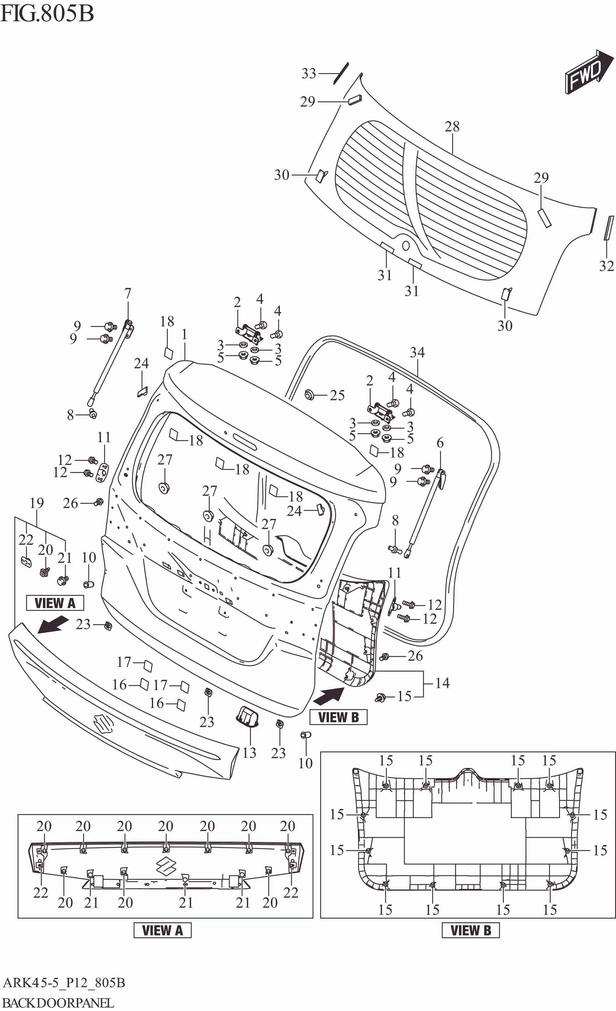 FIG. 805B BACK DOOR PANEL (GL,GX,CRUISE)