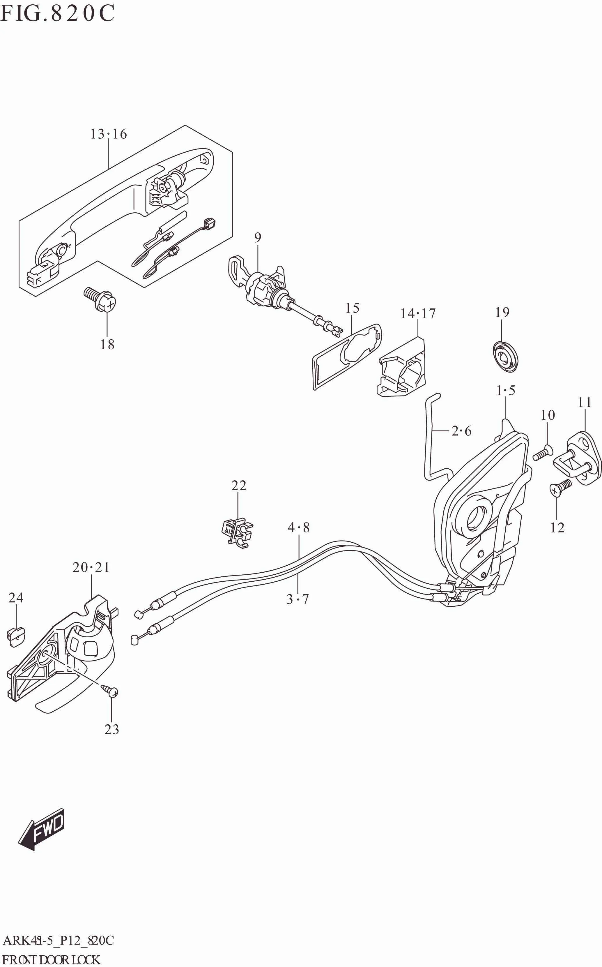 FIG. 820C FRONT DOOR LOCK (GX,CRUISE)