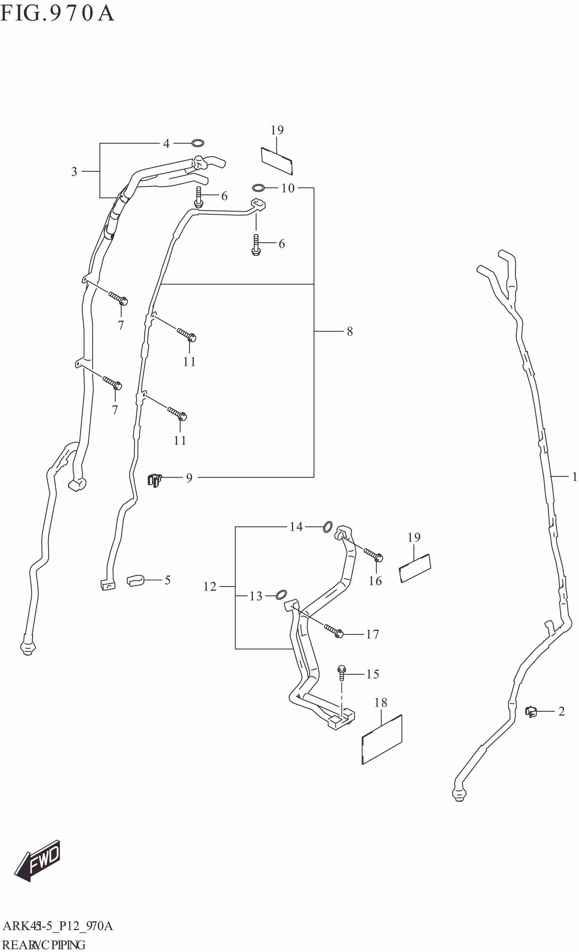 FIG. 970A REAR A/C PIPING (GL,GX,CRUISE)