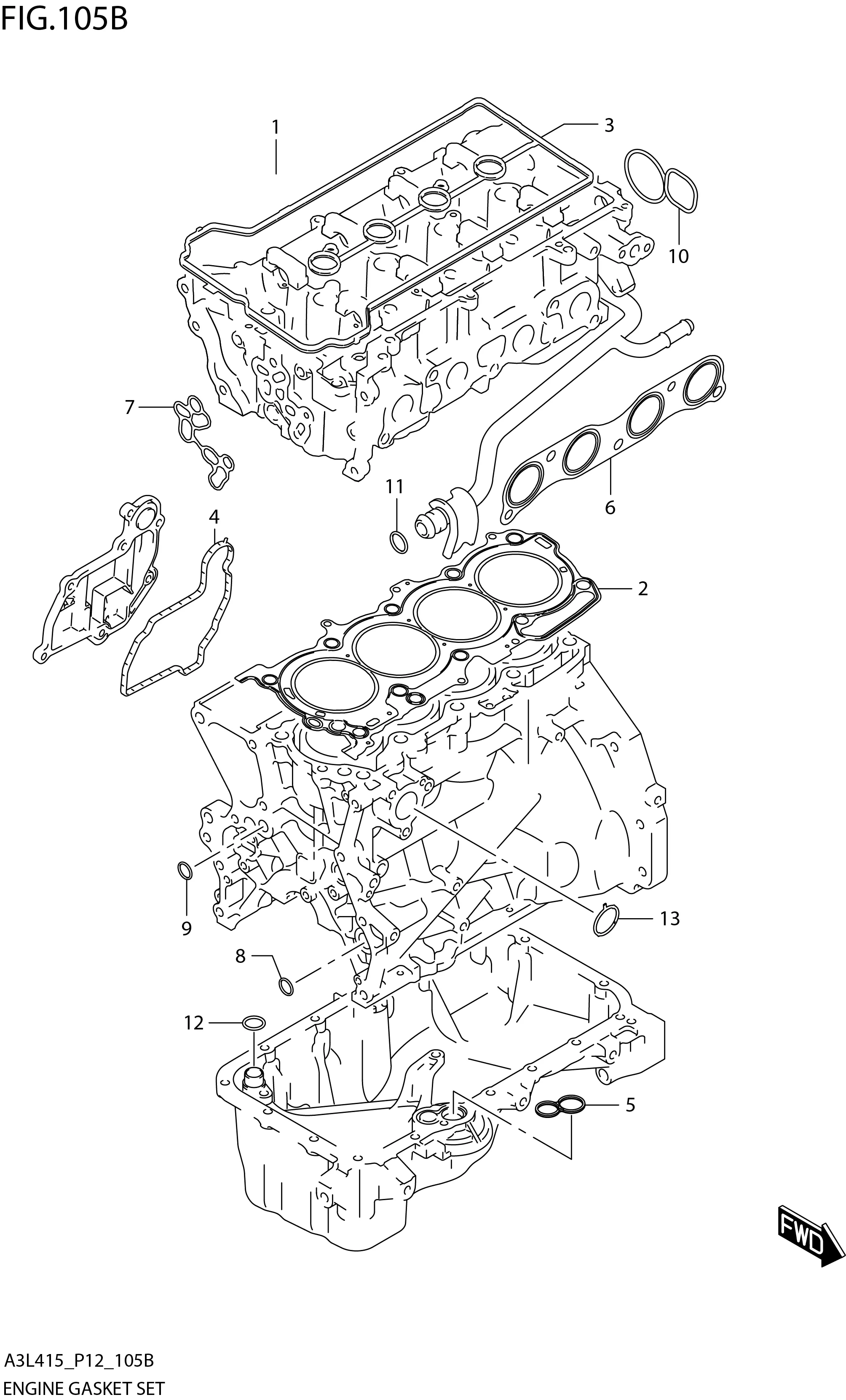 FIG. 105B ENGINEGASKET SET (K15C)