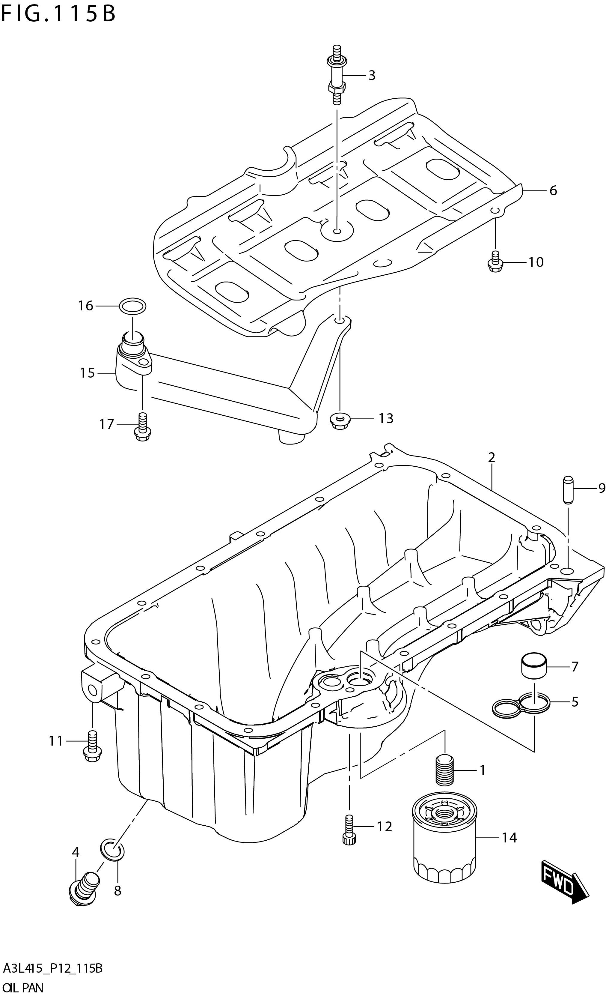 FIG. 115B OIL PAN (K15B) 