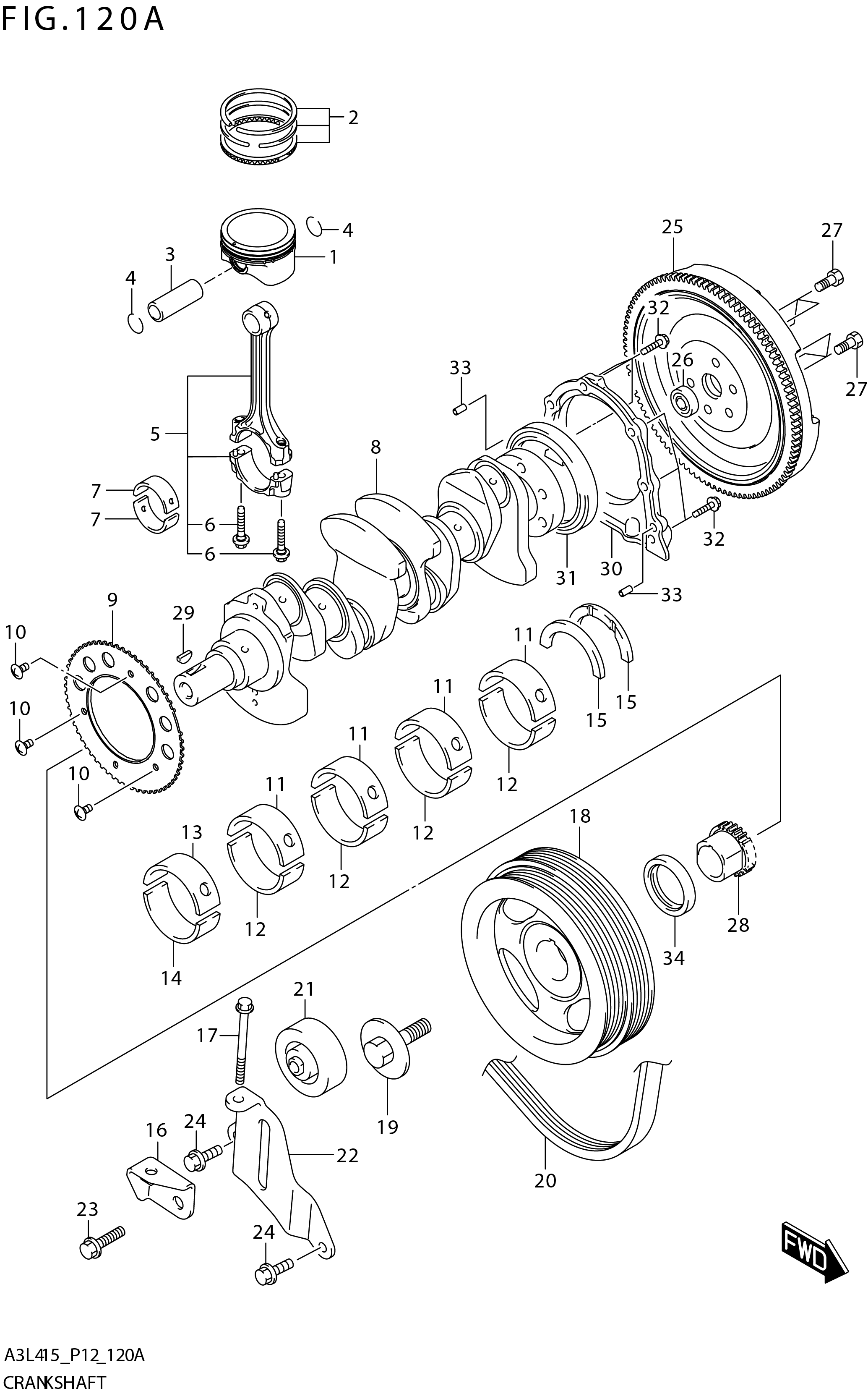 FIG. 120A CRANKSHAFT (K15B)