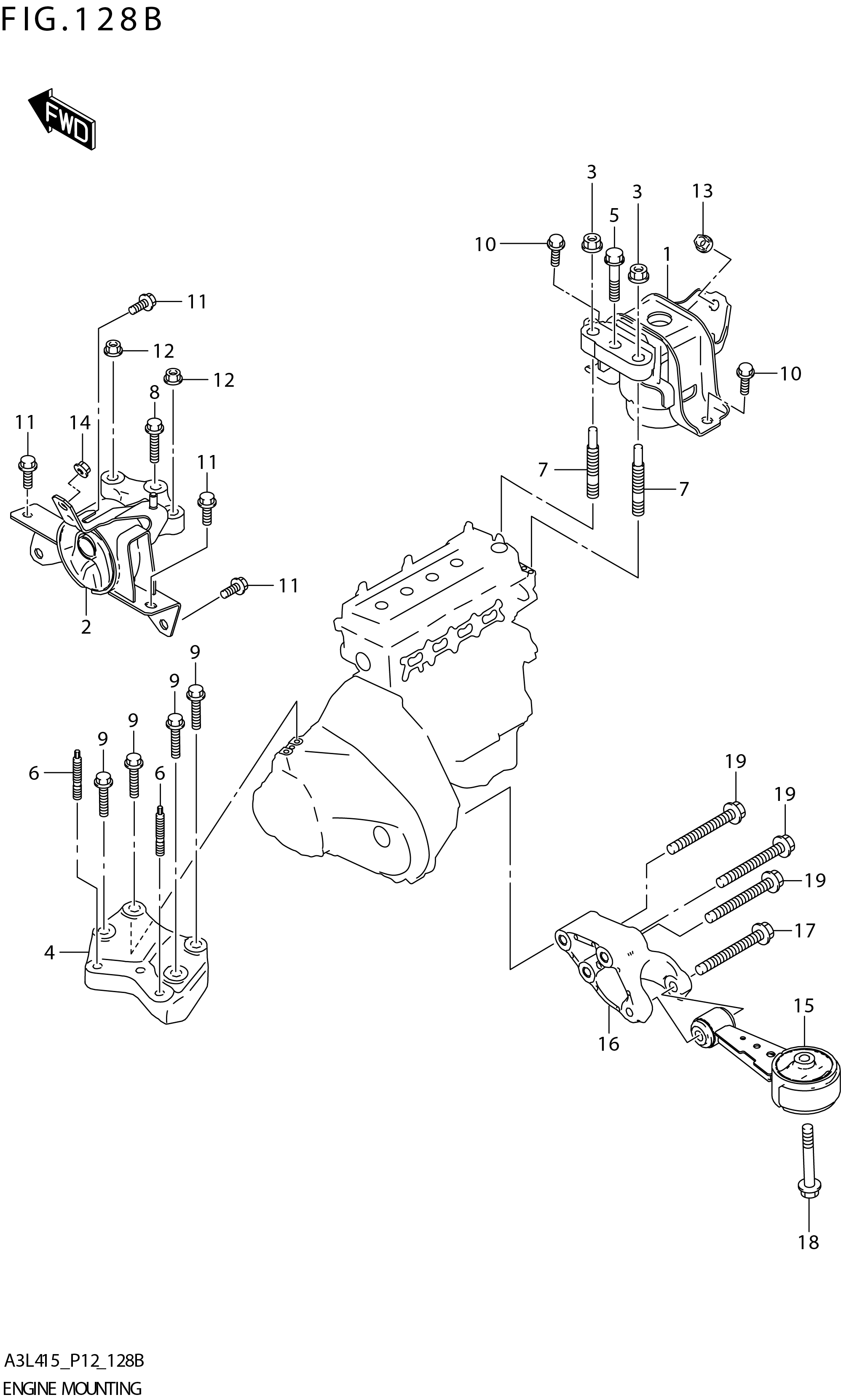 FIG. 128B ENGINEMOUNTING (4AT) 