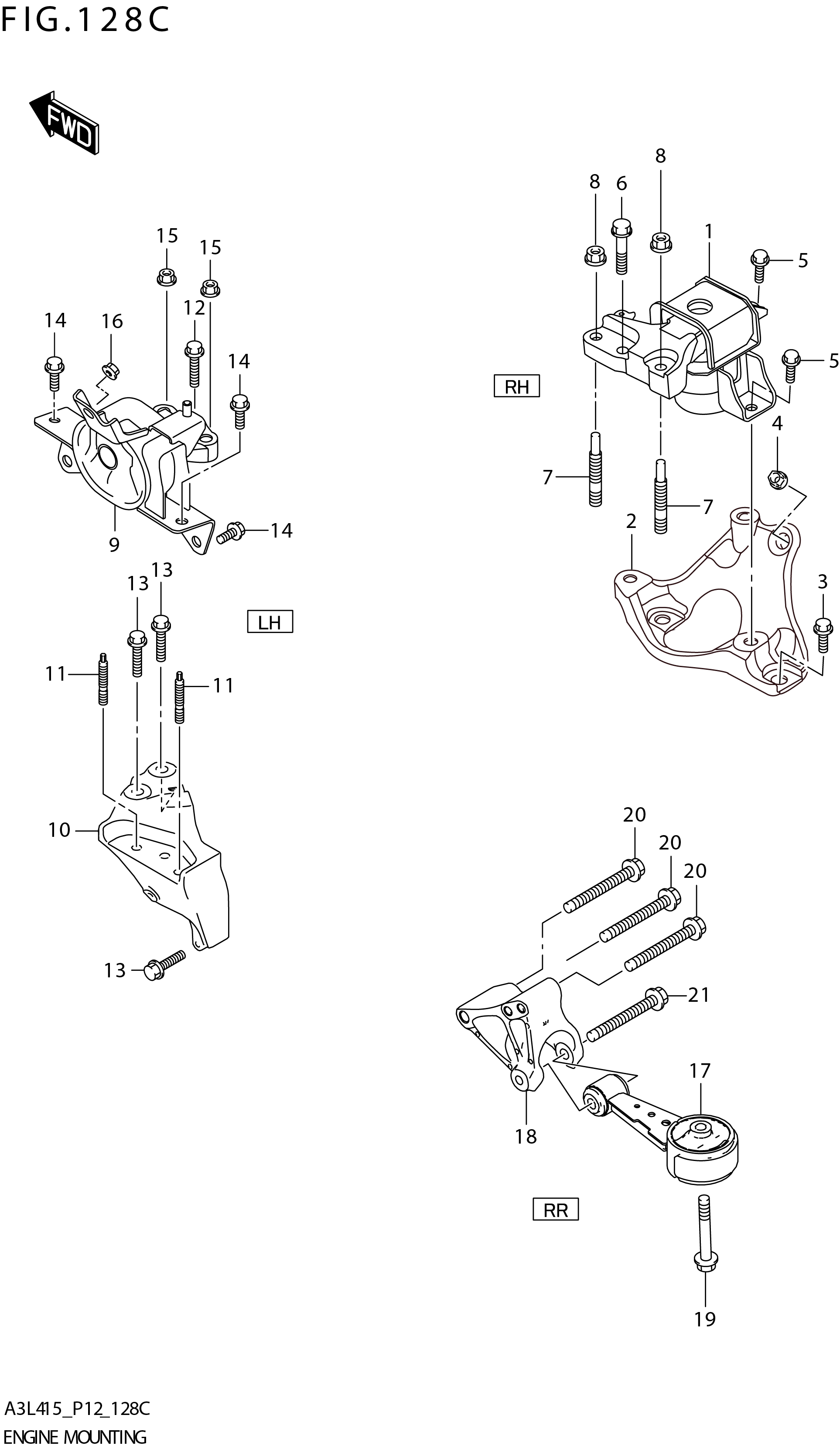 FIG. 128C ENGINEMOUNTING (K15C :5MT)