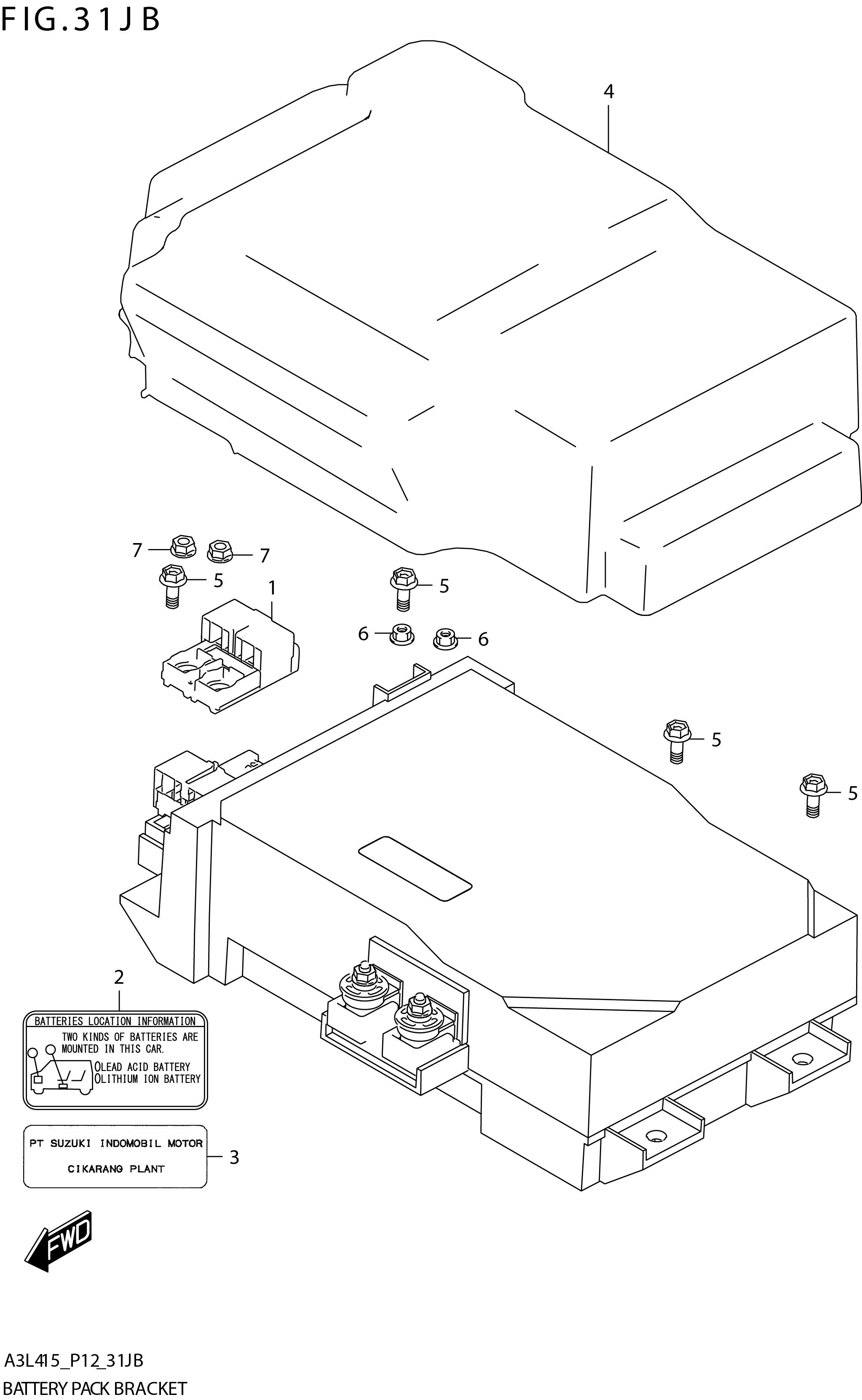 FIG. 31JB BATTERY PACK BRACKET (K15C:W_AEBMCR)