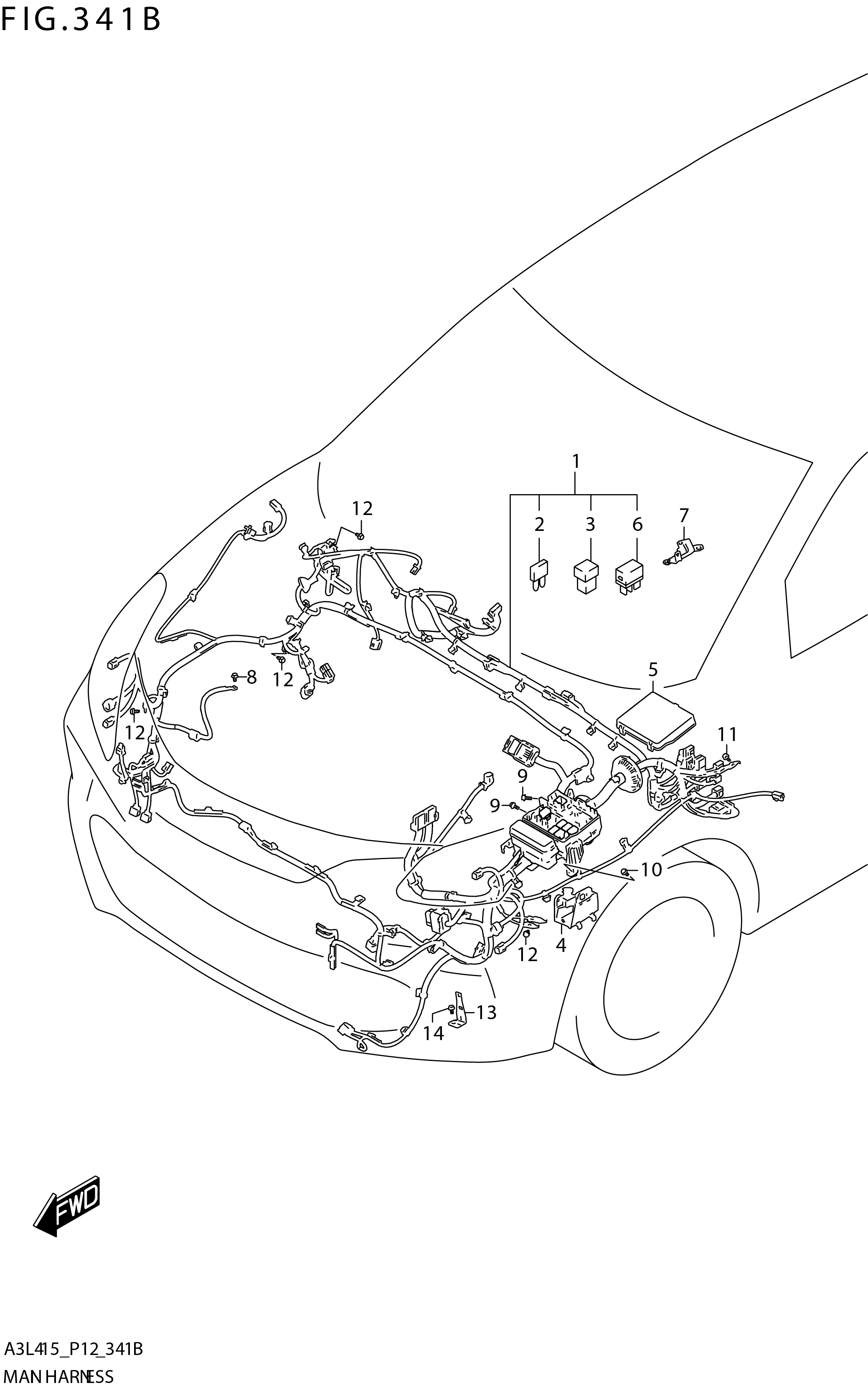 FIG. 341B MAIN HARNESS (GL:4AT)